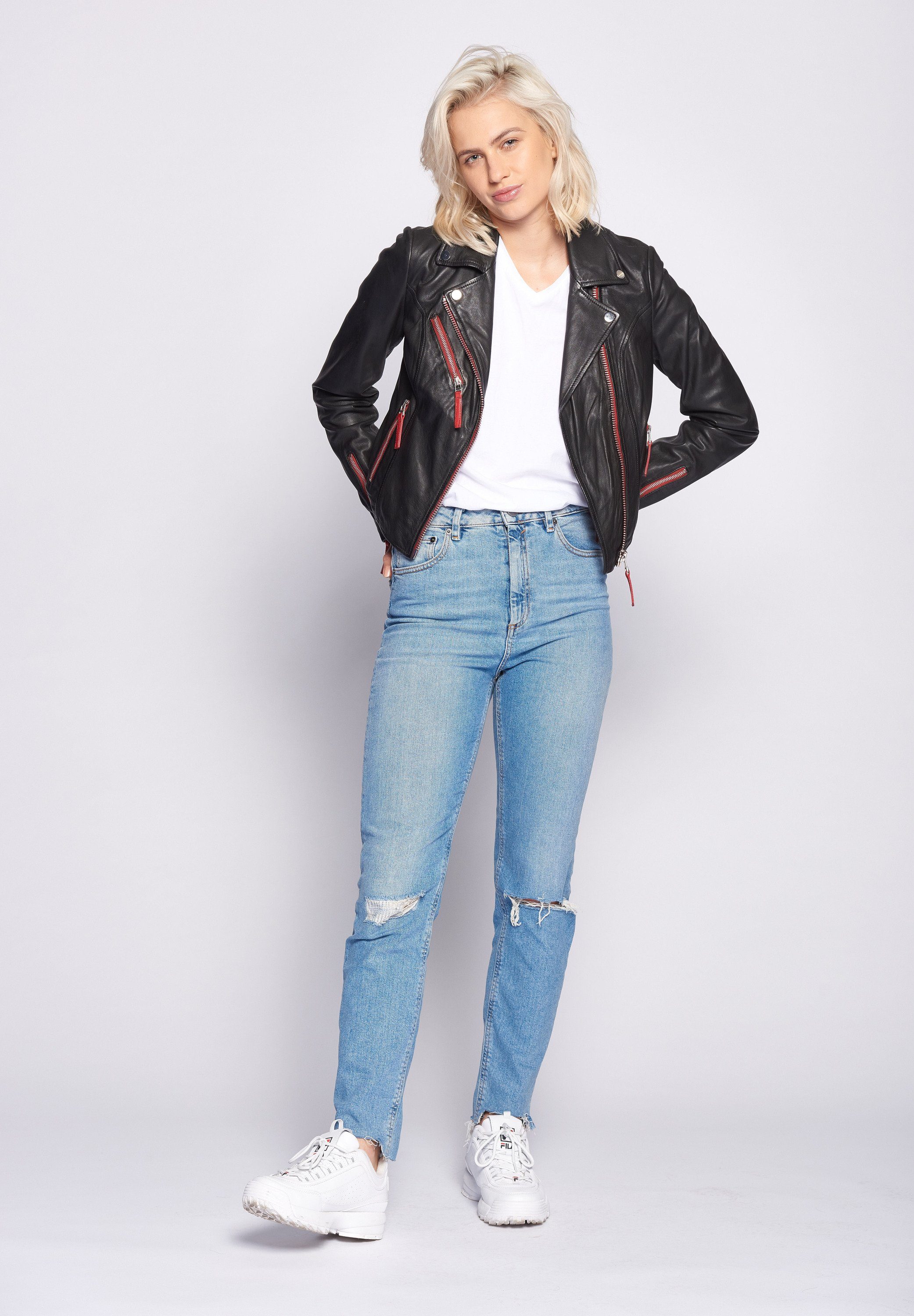 Amur black/red Lederjacke Maze