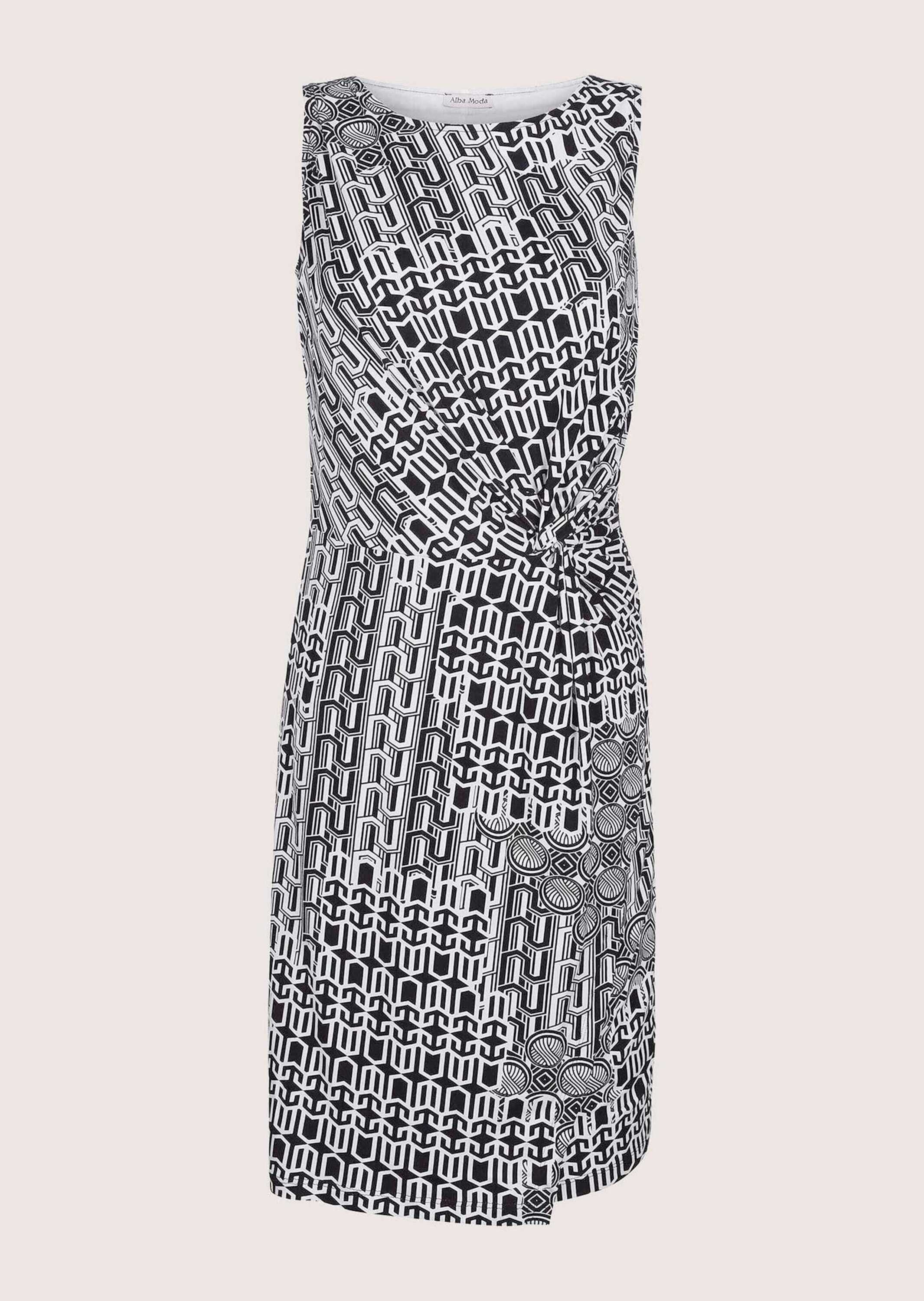 Alba Moda Jerseykleid Figurbetontes Midikleid in Wickeloptik Modernes Design mit Rundhalsausschnitt und Allover-Muster