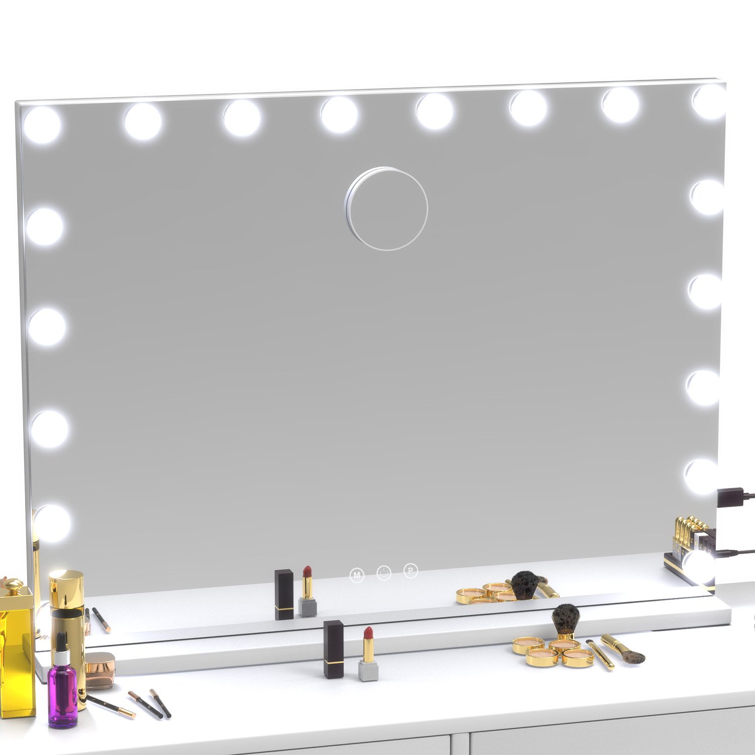 Schminkspiegel Hollywood Spiegel mit LED, Bluetooth, Touch & 10x Vergrößerung