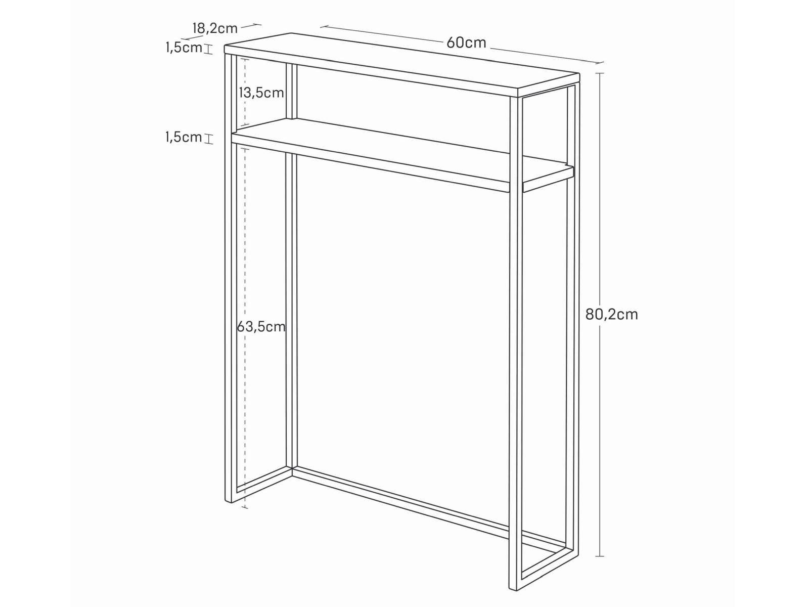 Yamazaki Konsolentisch Tower Ablagetisch Beistelltisch mit 2. Regalebene, Beistelltisch schmal, Flurtisch