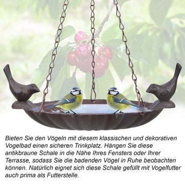 esschert design Vogeltränke Hängende Vogeltränke mit 2 Vögel, Gusseisen, braun