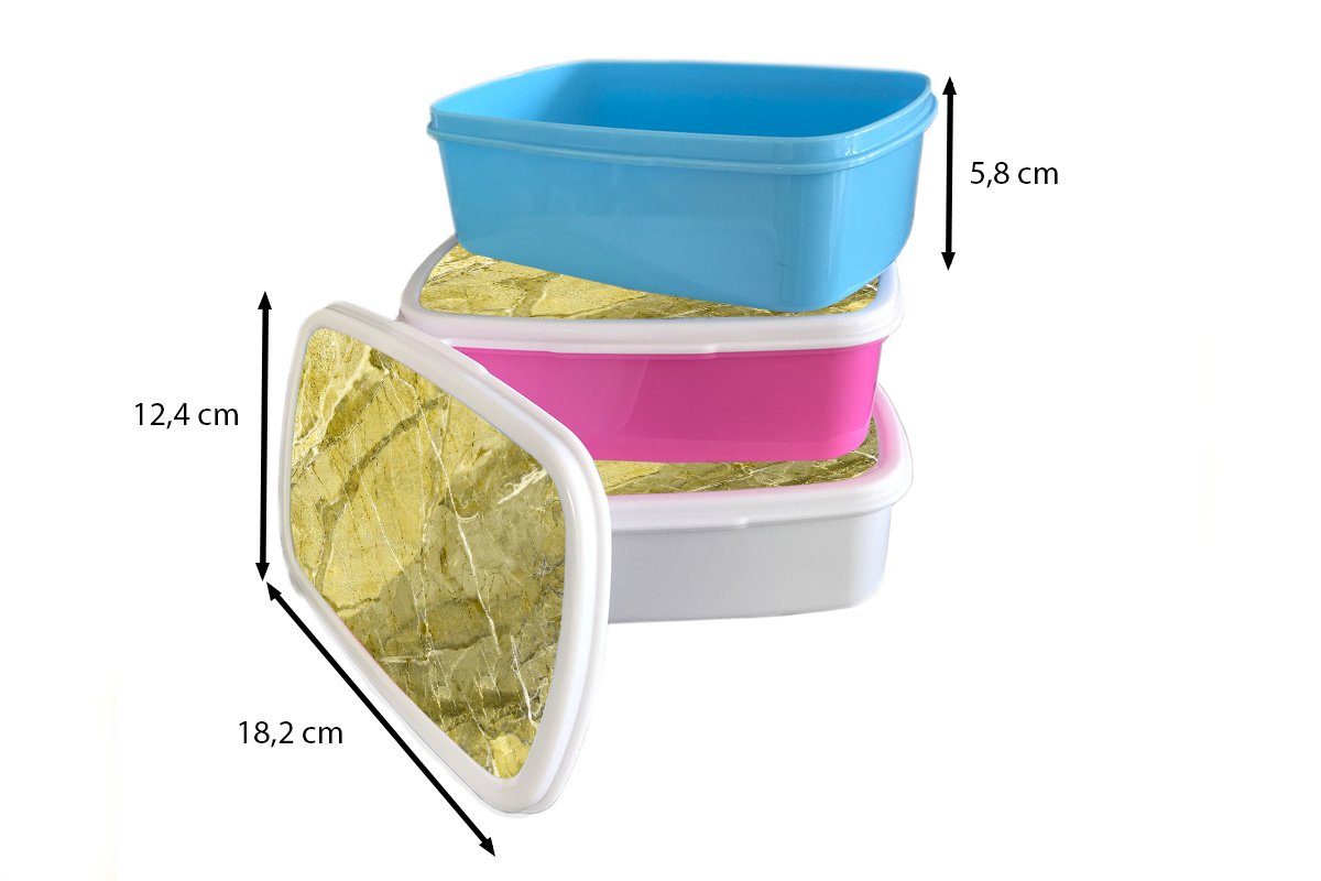 für - Erwachsene, und Weiß MuchoWow Brotbox - Brotdose, Kunststoff, - Jungs Lunchbox Mädchen Pflastersteine (2-tlg), für Kinder und Granit, Gelb