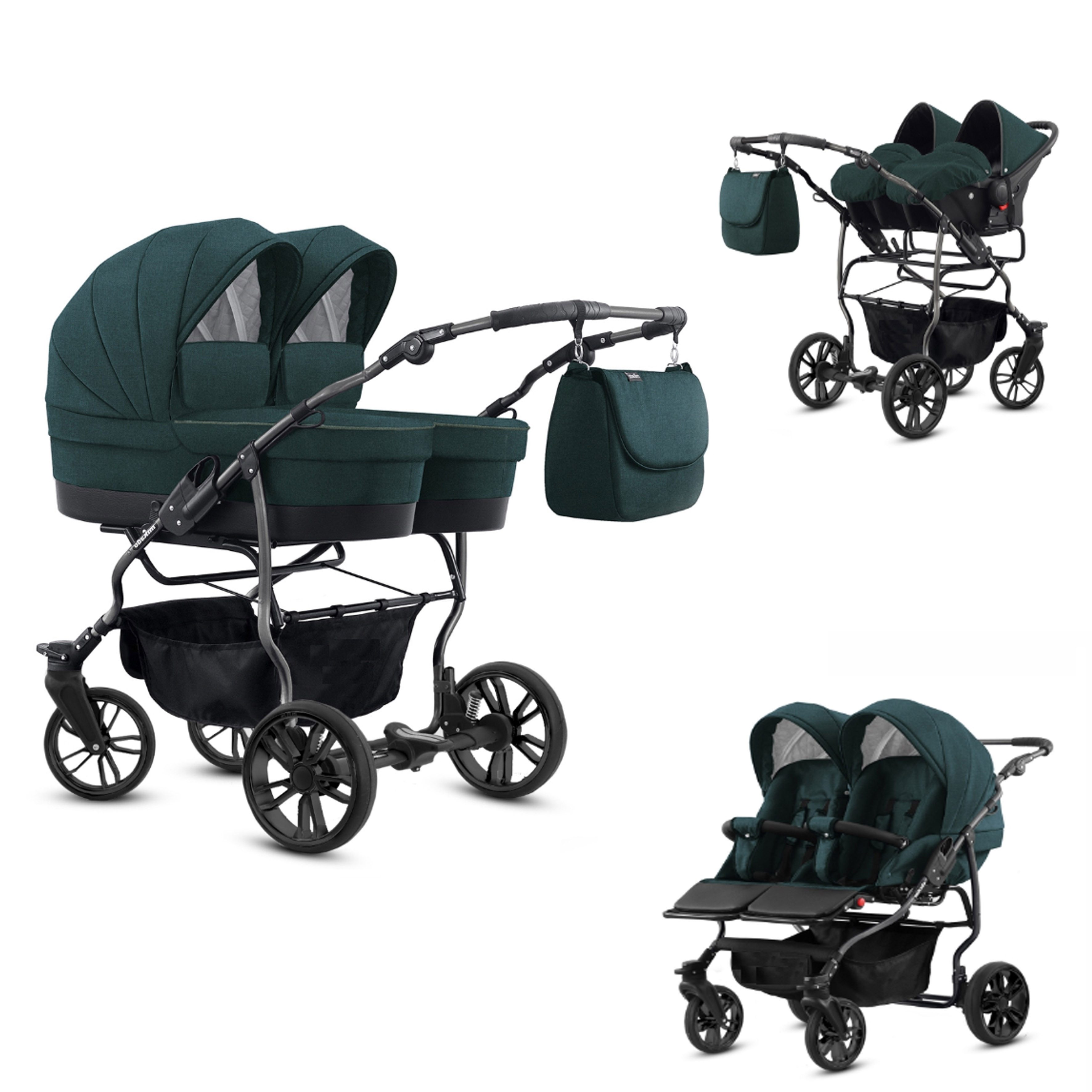 Zwillingswagen Twin Lux 4 in 1 inkl. Sportsitze, Autositze und Zubehör in 7 Farben