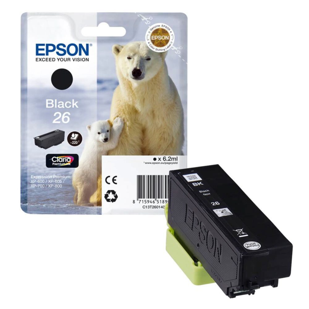 26 / C13T26014010 Tinte black (1-tlg) Nachfülltinte