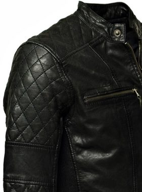 Zimmert Leather Lederjacke Alex Stehkragen, Whiskey, weiches gewaschenes Leder, Schwarz, Braun