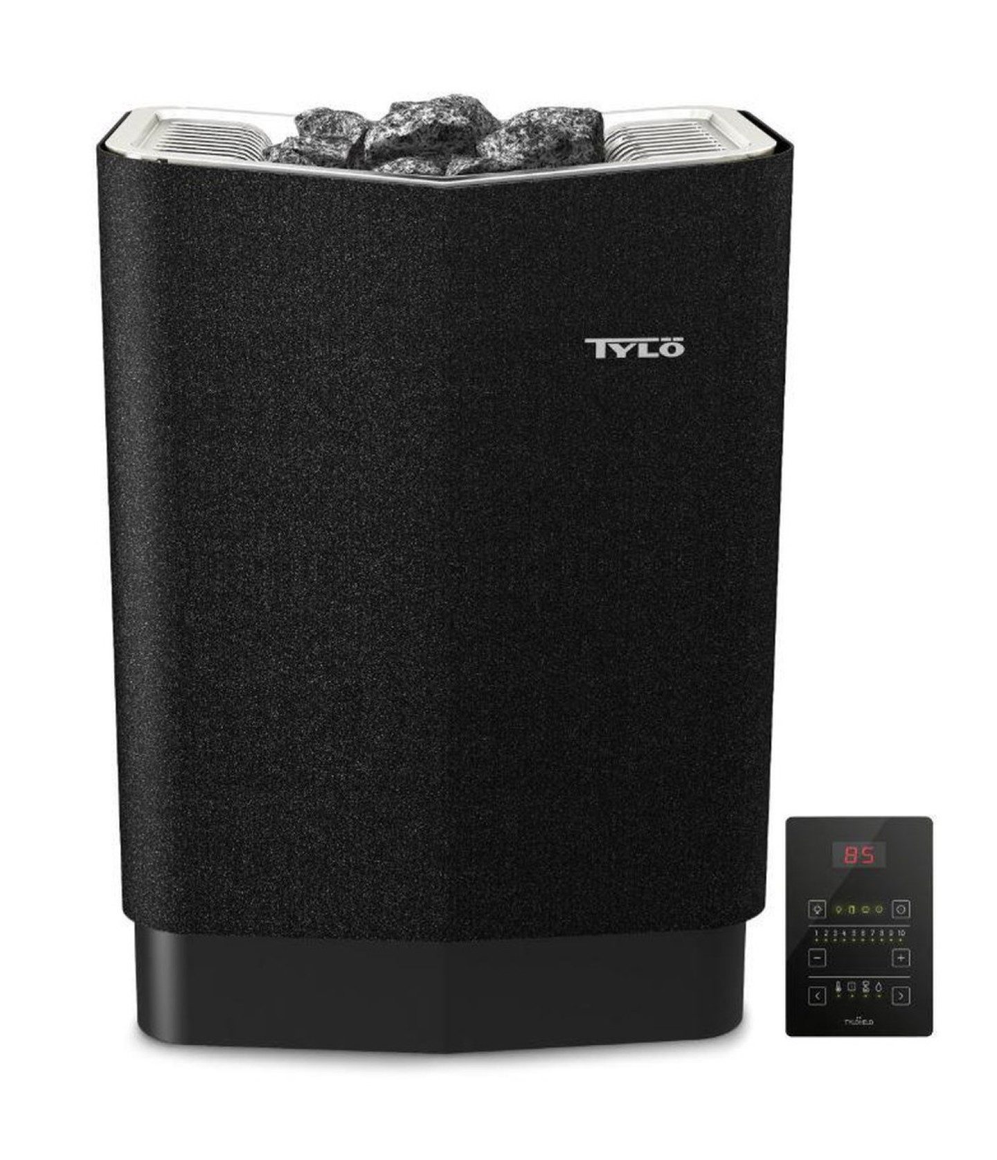 Tylö Saunaofen Tylö Sense Pure Saunaofen 10,5 kW Schwarz inkl. Pure-Steuerung, 10,5 kW, Pure-Steuerung inklusive, (Saunakabinen mit 10–18 m), Pure-Touchsteuerung im Lieferumfang