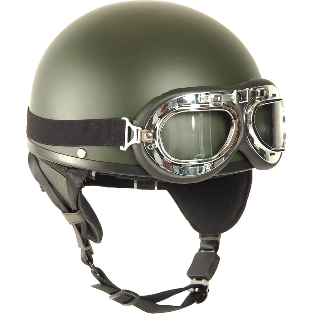 Mil-Tec Allroundhelm Retro Helm Halbschale mit Brille