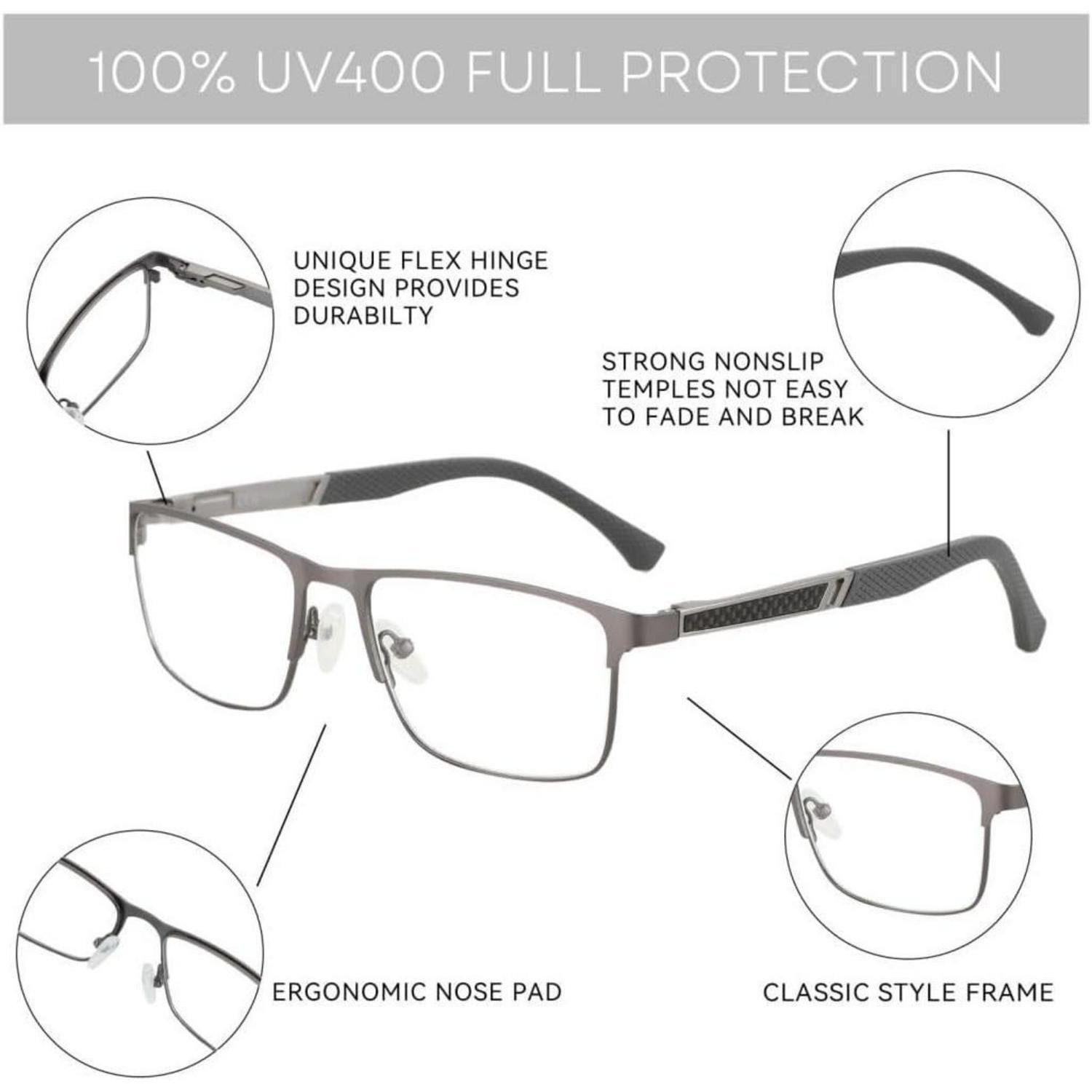LuxusKollektion Lesebrille Lesebrille Blaulichtfilterbrille Herren Metallgestell Grau 0.0 x
