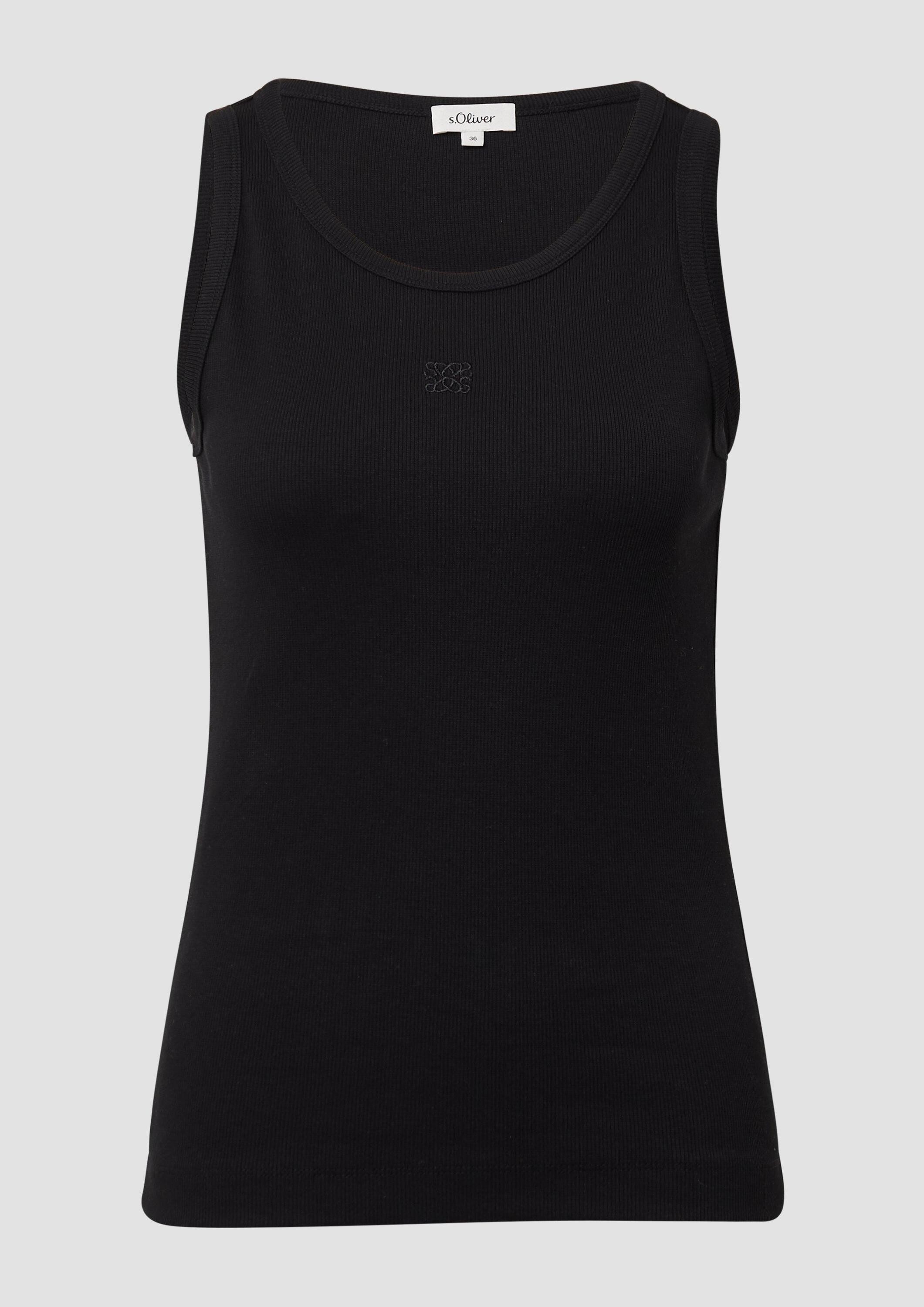 s.Oliver Muscleshirt T-Shirt Ripp-Top im Slim Fit mit Stickerei