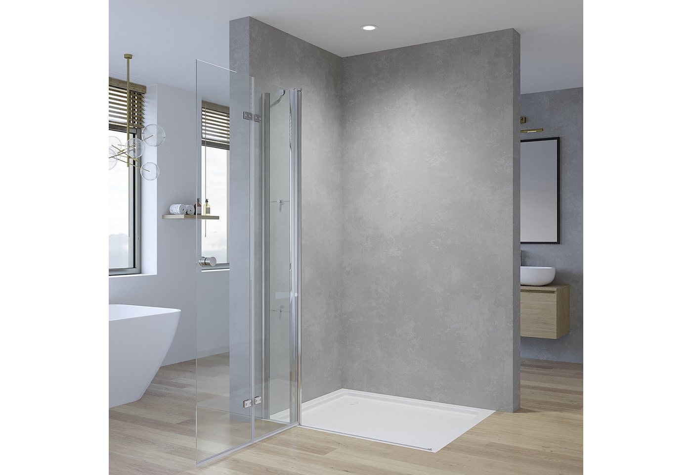 Thumbnail - AQUABATOS Dusch-Falttür Walk in Duschglas Duschabtrennung faltbare Duschwand Glas Falttür, 100x187 cm, 5 mm Duschtür Sic...