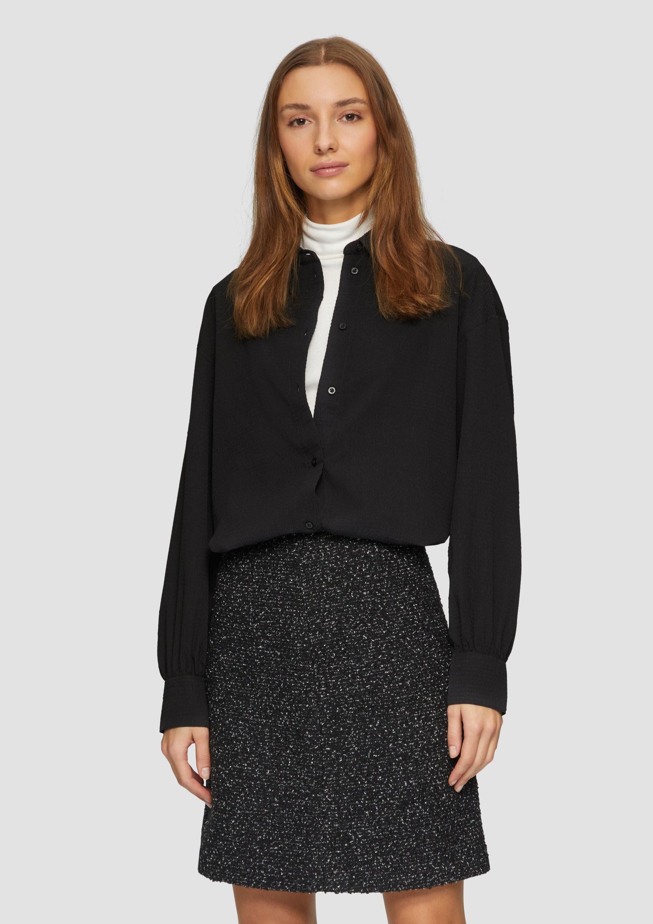 s.Oliver Langarmbluse Bluse Strukturierte Hemdbluse mit Raffung günstig online kaufen