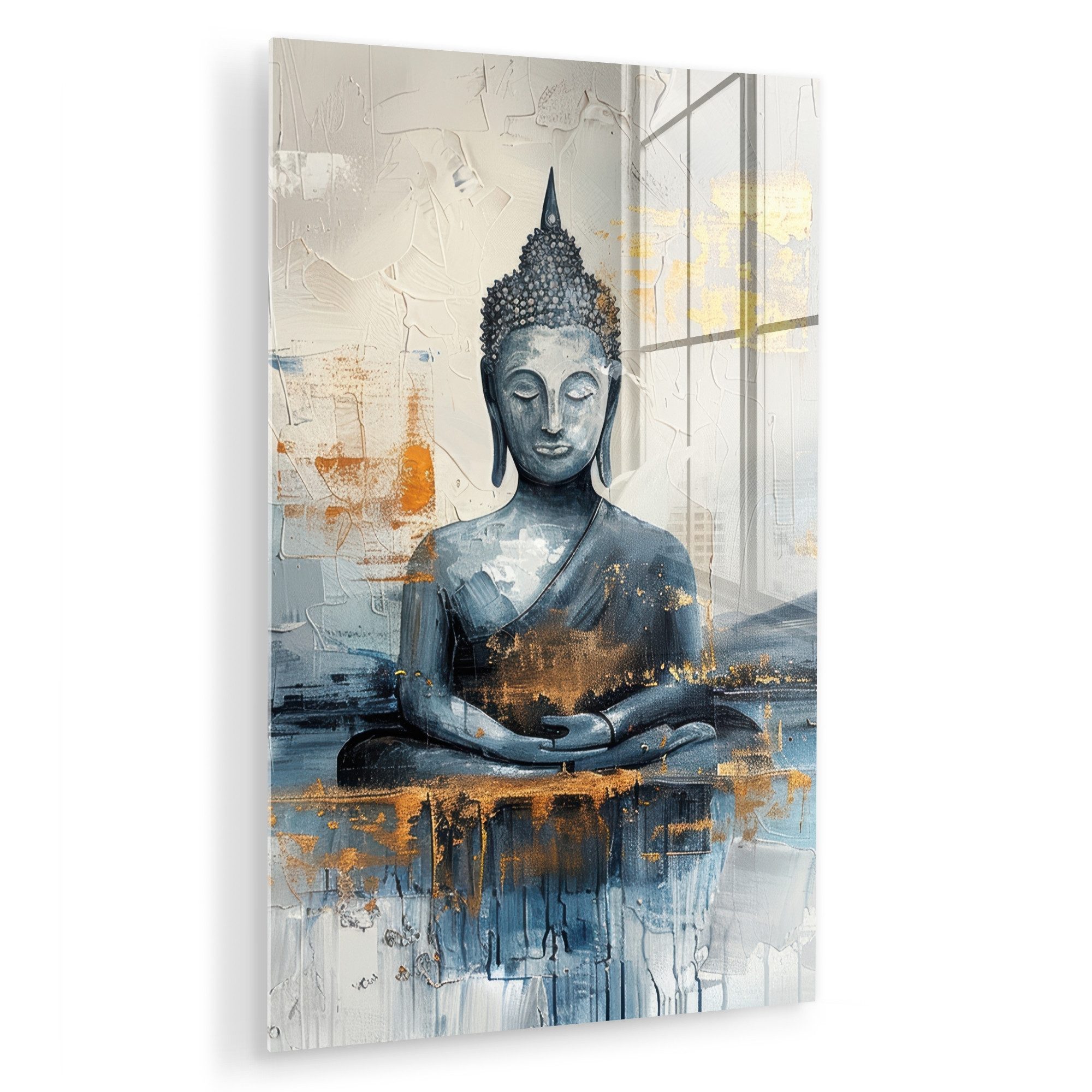 MuchoWow Acrylglasbild Buddha - Gold - Abstrakt - Modern, Inkl. Aufhängung, günstig online kaufen
