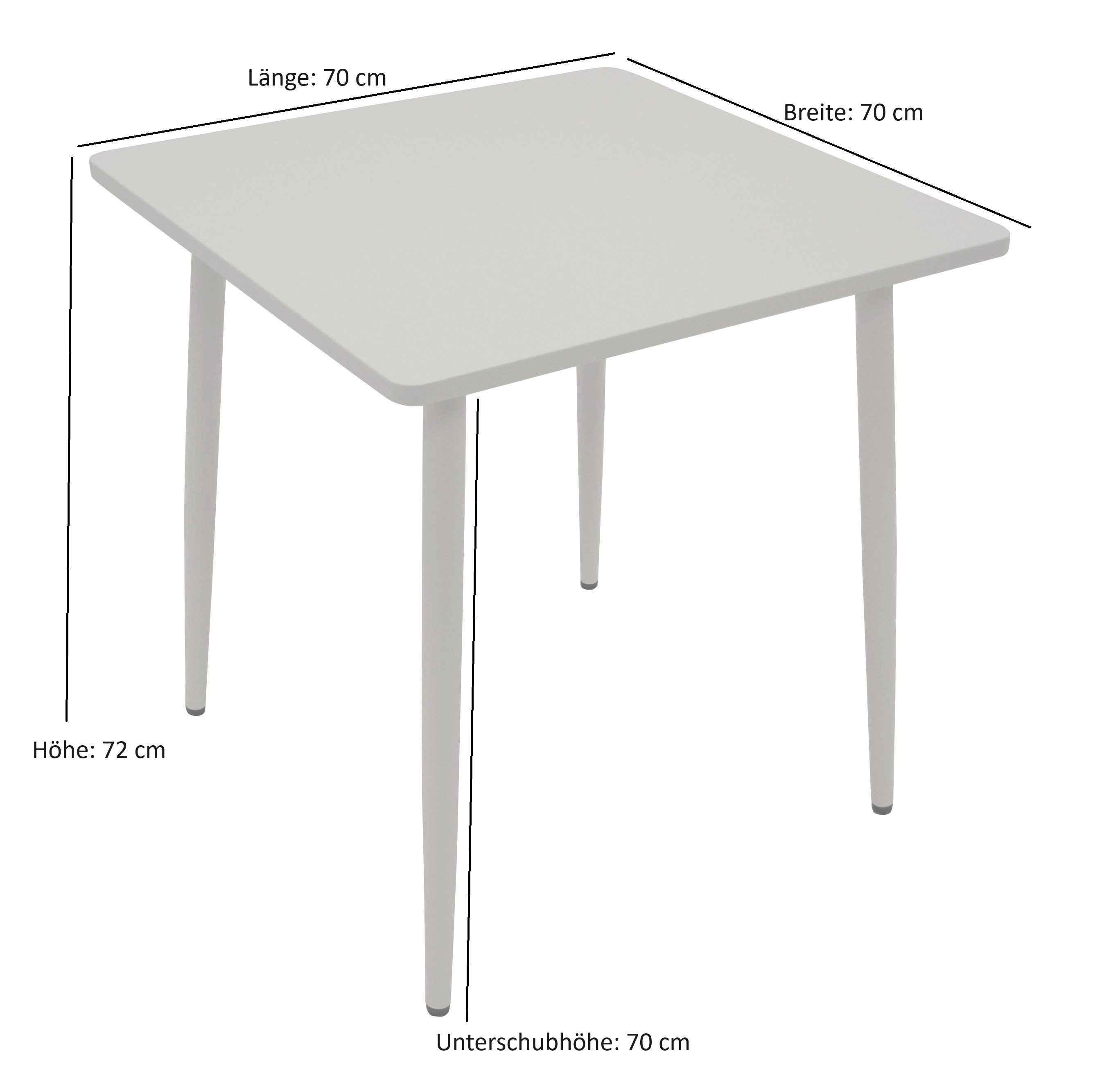 DEGAMO Bistrotisch DENVER 70x70cm, Stahl, Innen und Außen