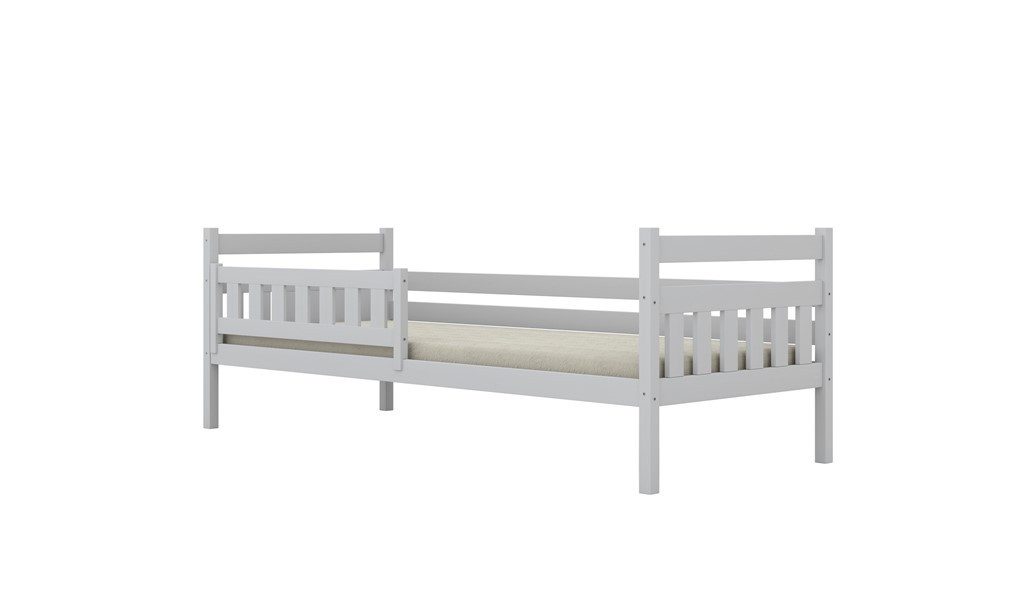 Raumhirsch Furniture Kinderbett Jugendbett, Einzelbett, Bettgestell, Funktionsbett (Maße: 169 x 87 x 82 cm (Rausfallschutz, Matratze), viele Farbvarianten), 160 x 80 cm, massives Kiefernholz, für Kinder und Jugendliche