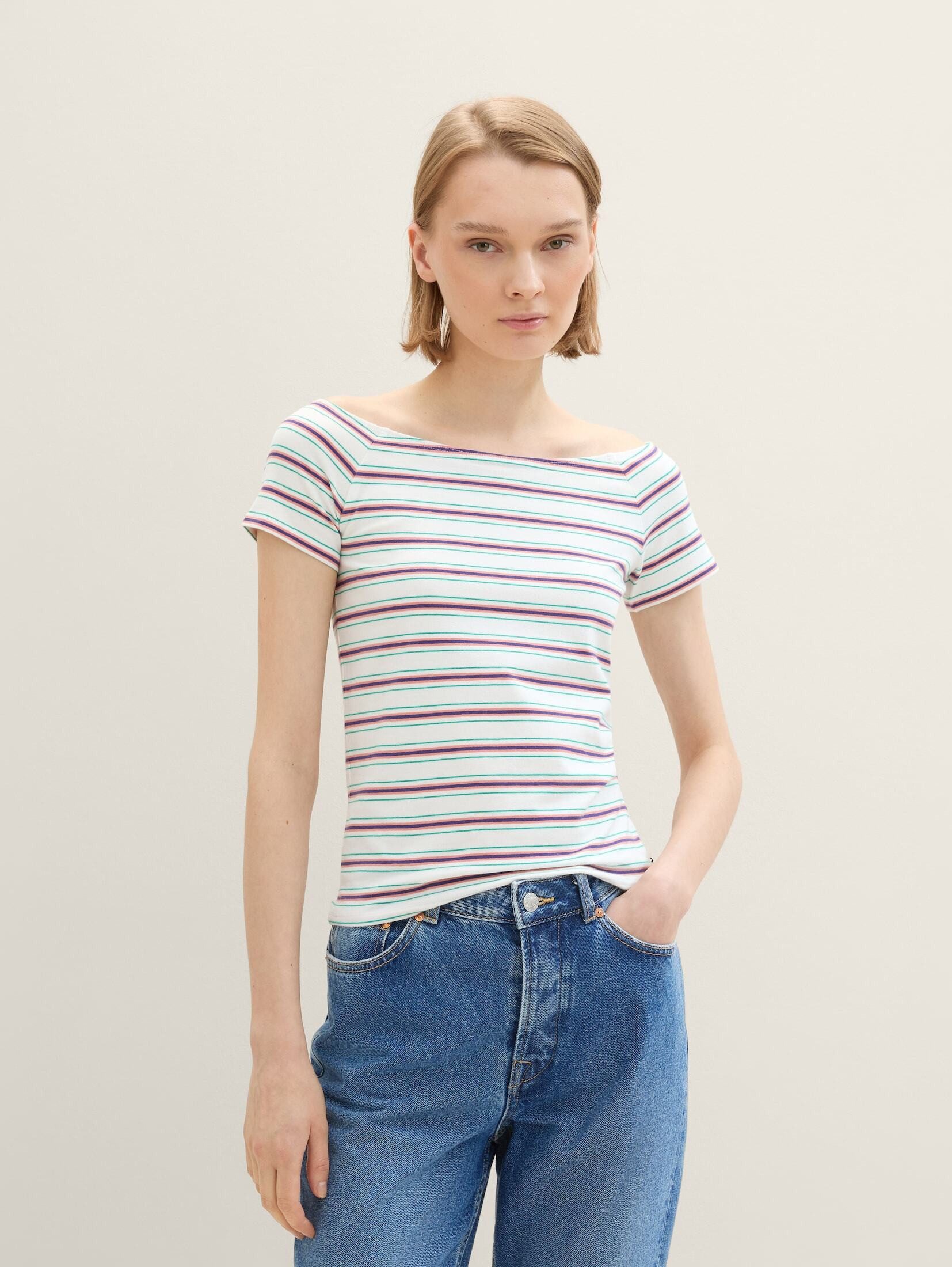 T-Shirt T-Shirt mit Carmen Ausschnitt