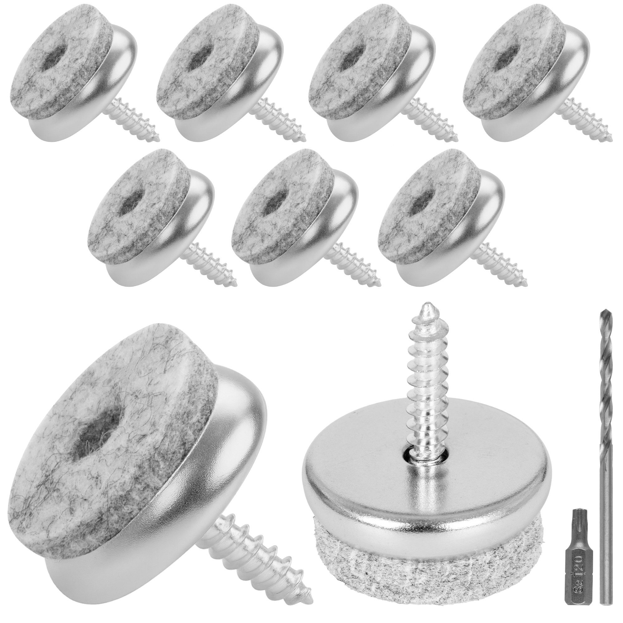 ECENCE Möbelfuß 24Stck Filzgleiter mit Torx-Schrauben Stuhlgleiter