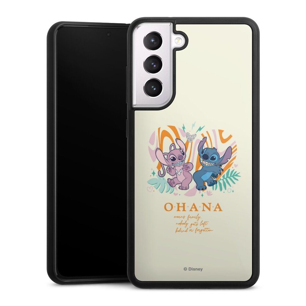 DeinDesign Handyhülle Lilo & Stitch Offizielles Lizenzprodukt Disney Stitch and Angel, Samsung Galaxy S21 FE 5G Gallery Case Glas Hülle