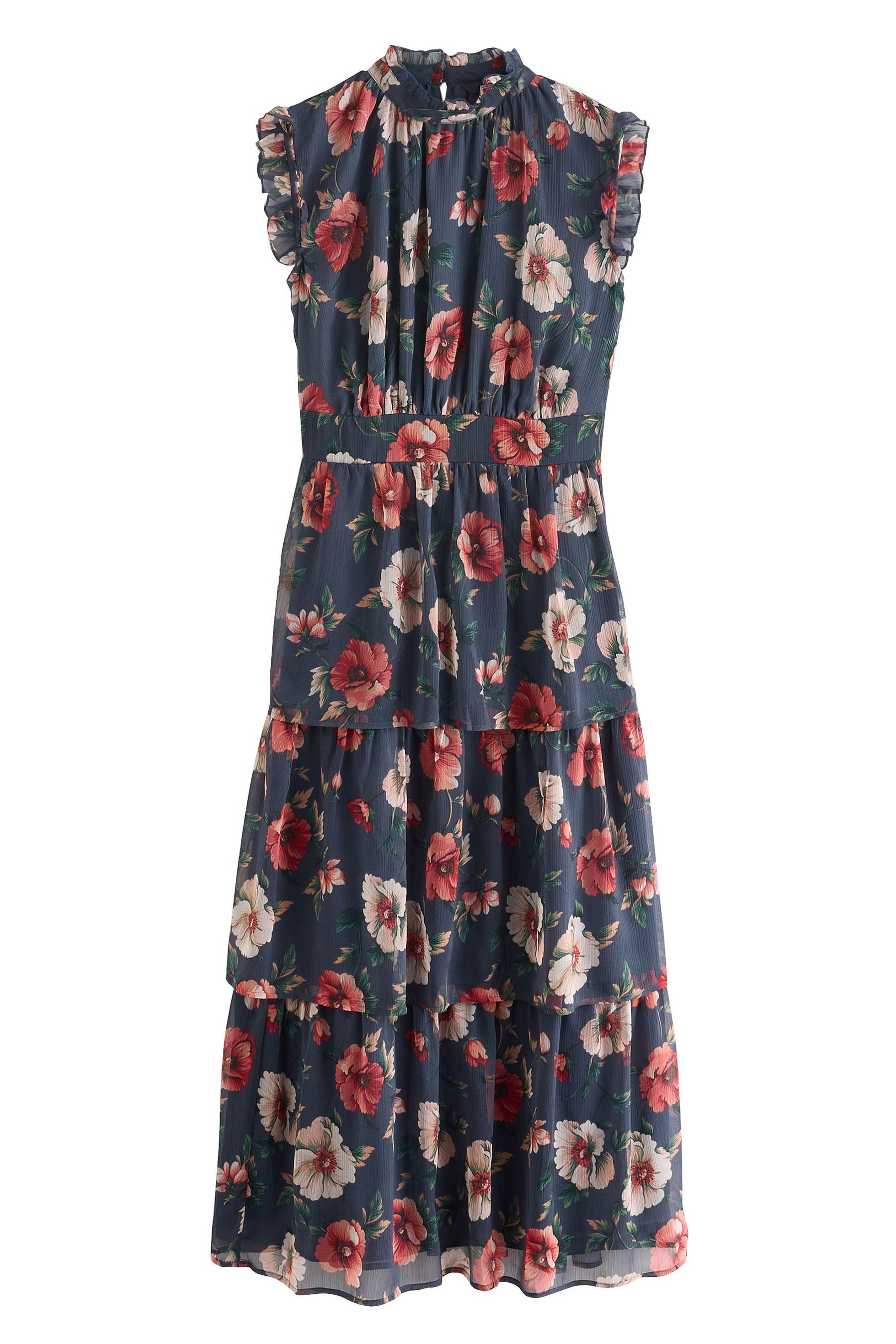 Next Maxikleid Hochgeschlossenes, gestufes Maxikleid mit Print (1-tlg) günstig online kaufen