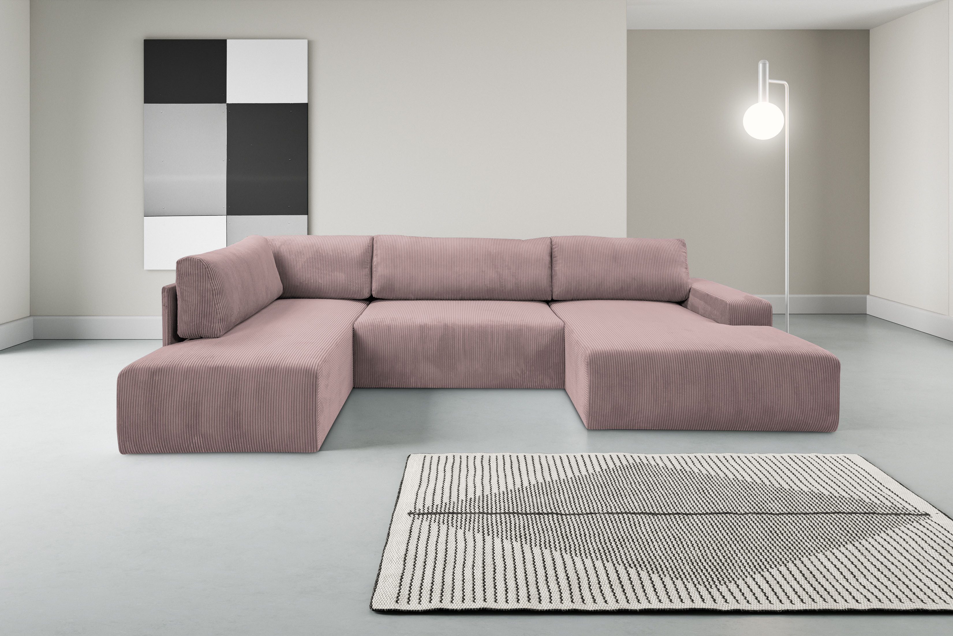 WERK2 Wohnlandschaft "Rotterdam-U, U-Form, in kuschelweichem Cord oder Brei günstig online kaufen