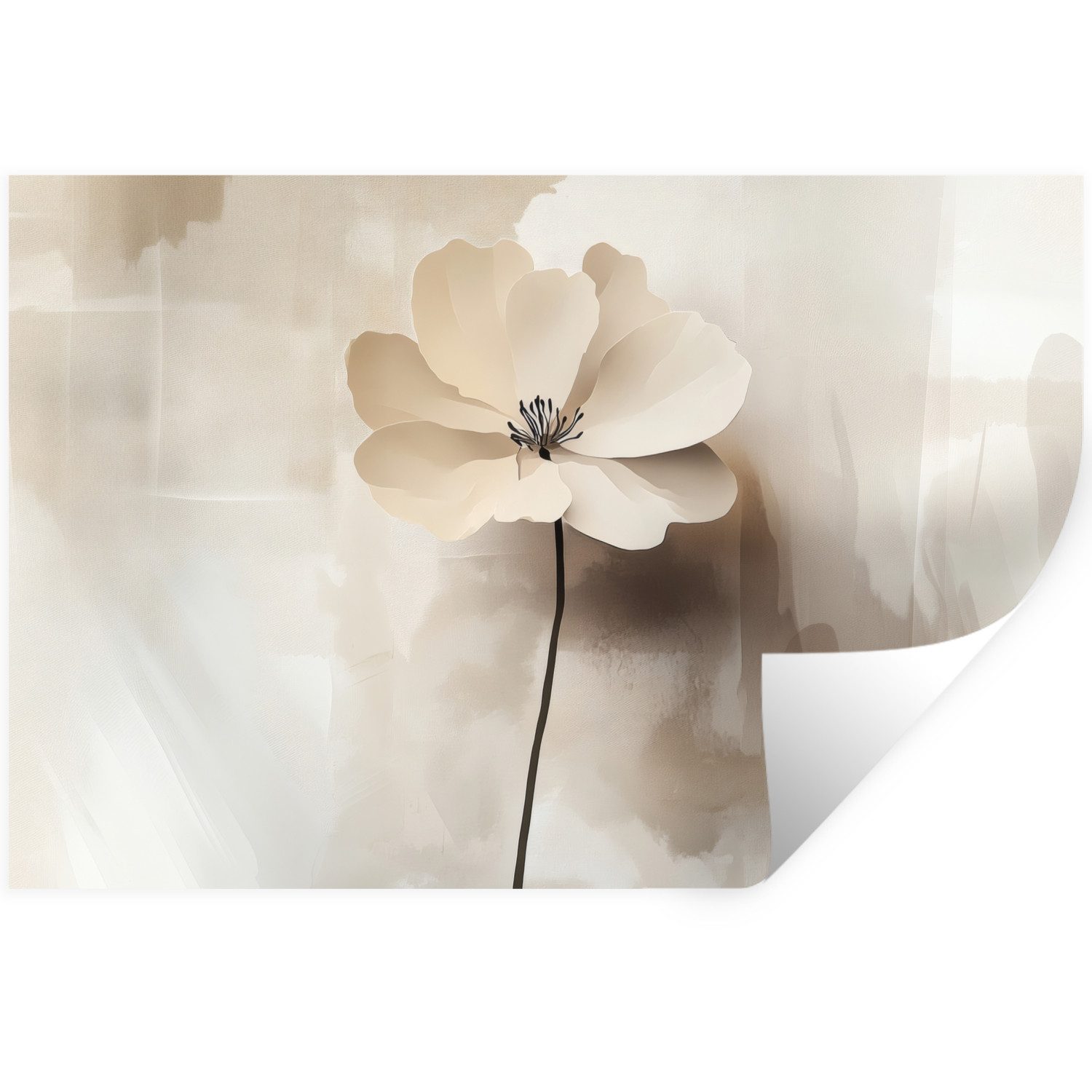 MuchoWow Wandsticker Blume - Beige - Farbe - Schatten (1 St), Wandtattoo, Selbstklebend, Wohnzimmer, 30x20 cm