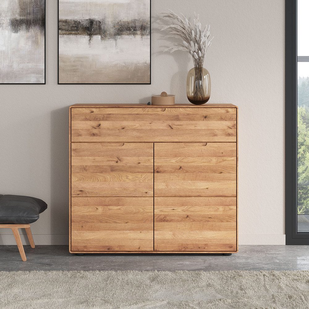 Lomadox Kommode KALAMANTA-69, Massivholz Sideboard Schrank Aufbewahrungsschrank modern in Eiche