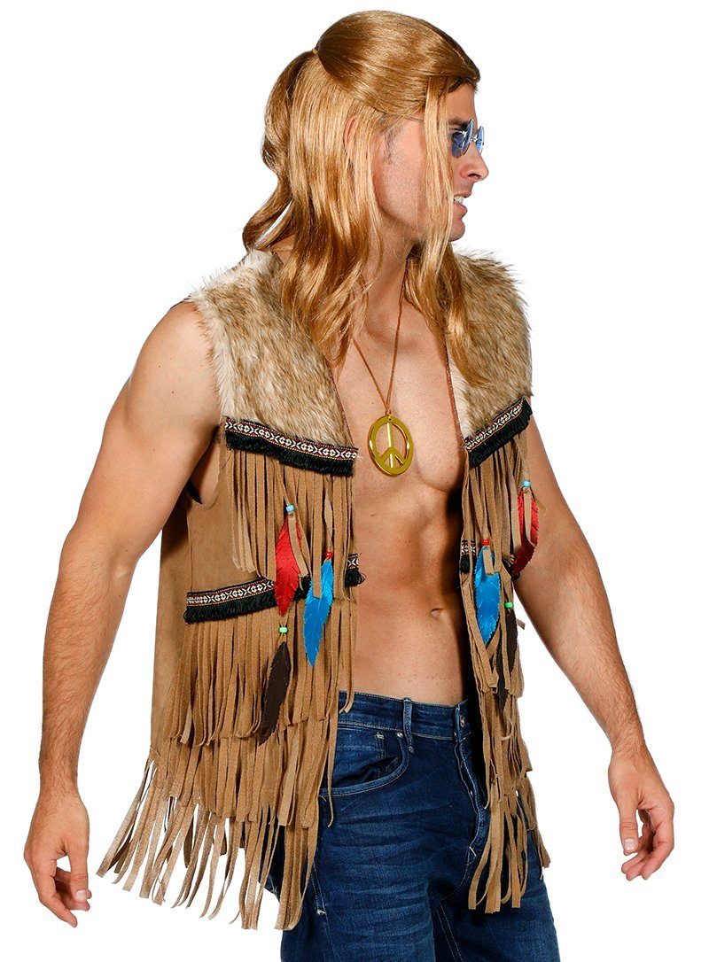 Metamorph Hippie-Kostüm Hippieweste mit Fransen, Die beste Weste für Woodstock