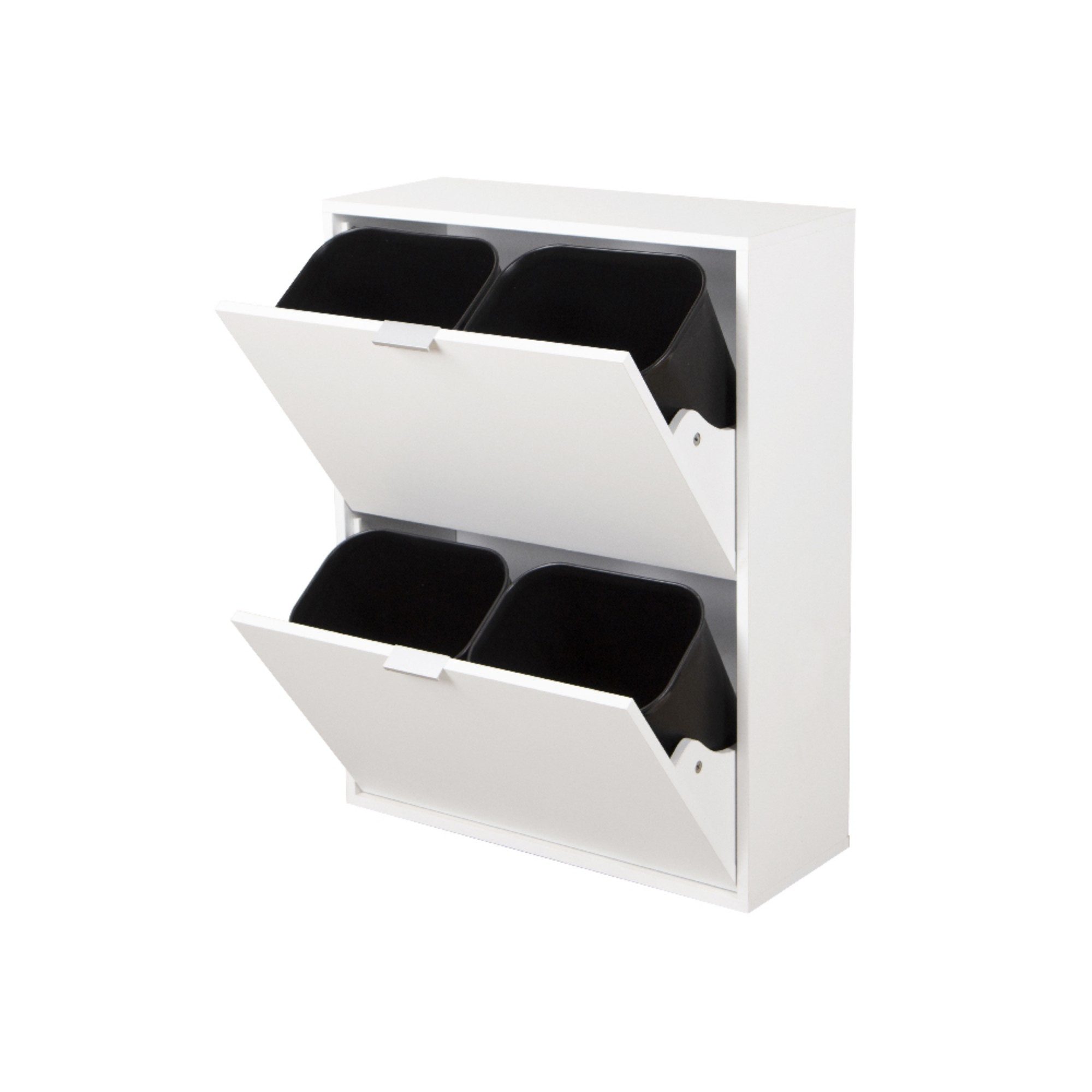 Happy Home Mülltrennsystem Platzsparender Mülleimerschrank mit 4 Einräumen für Mülltrennung