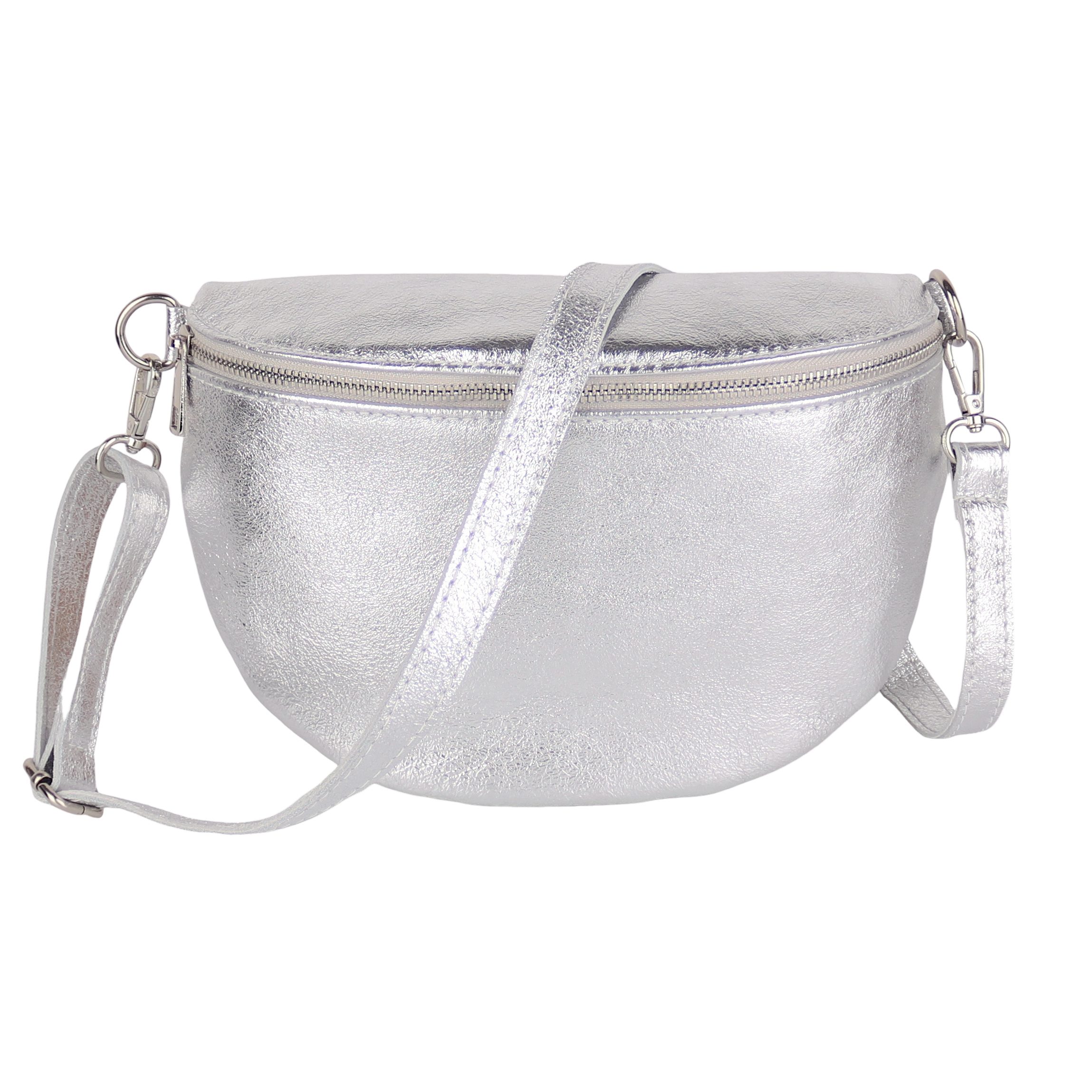 MIRROSI Bauchtasche Damen, aus Echtleder, Made in Italy,Umhängetasche; Brusttasche (Schultertasche für jeden Anlass (1 Tasche & 1 oder 2 Gurte), 26x20x8cm, Reißverschlussfach auf der Rückseite), Crossbody Bag, gemusterten& verstellbaren Schulterriemen