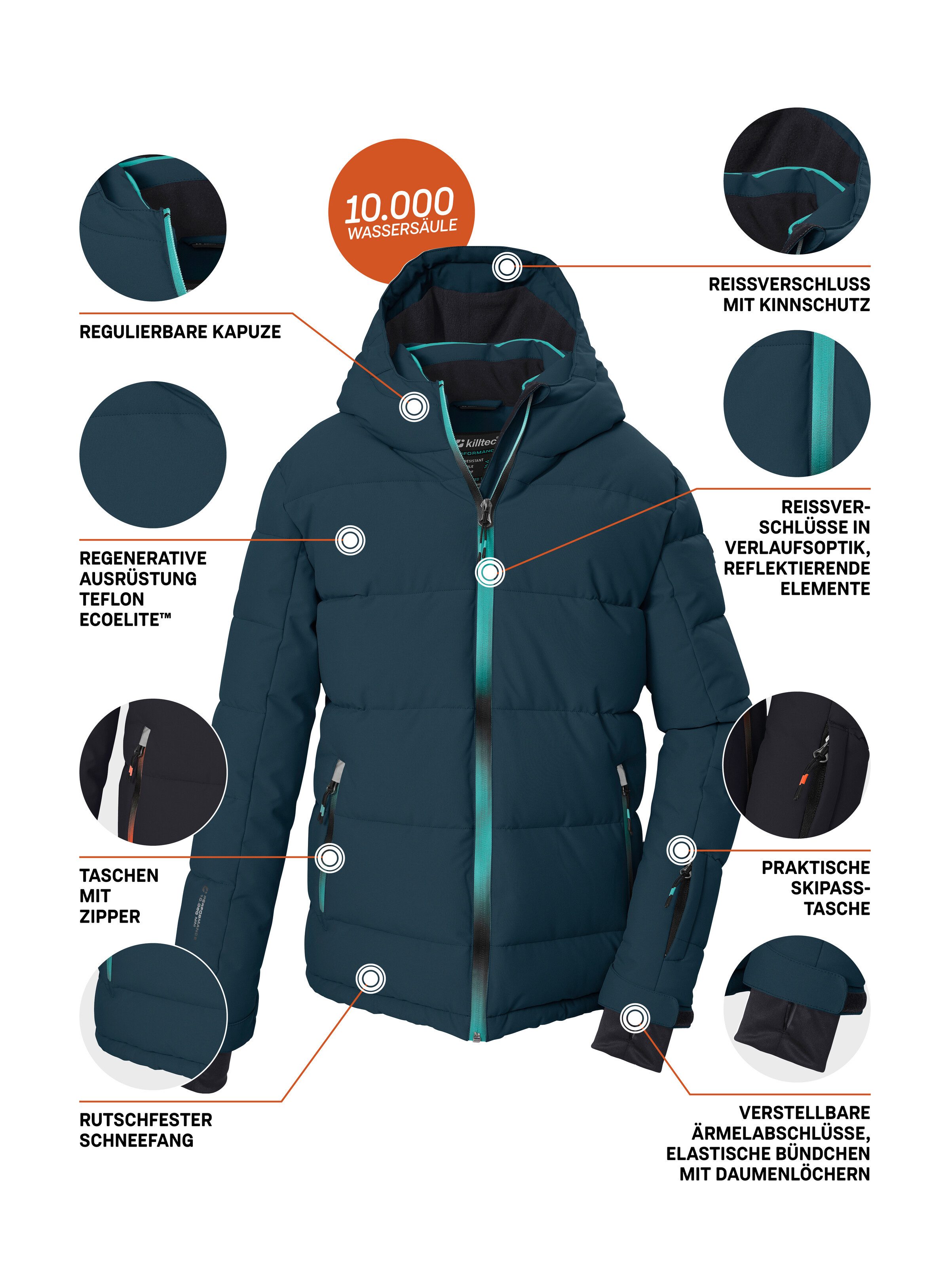 Killtec Skijacke KSW 203 BYS SKI JCKT Winddichte, wasserabweisende Kinder-Ski-Steppjacke mit Schneefang – Bild 5 von 5