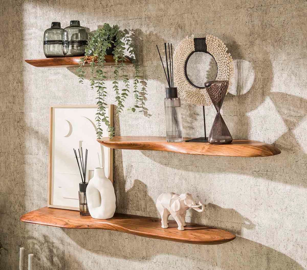 Maison ESTO Wandregal Regale NATUR aus Akazienholz massiv organische Form günstig online kaufen