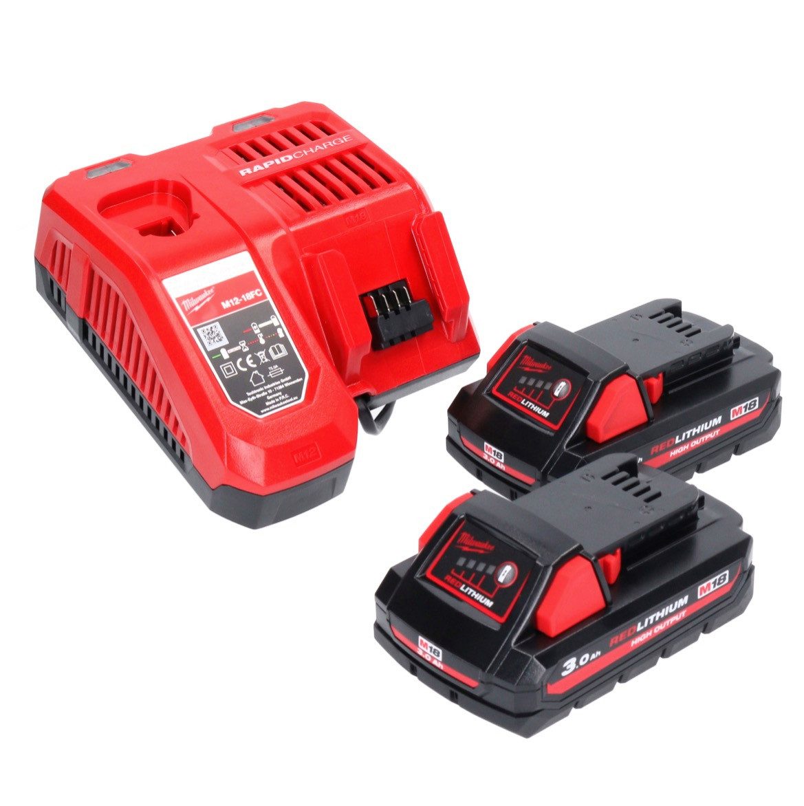Milwaukee M18 NRG-302 Akku Starter Set High Output 2x 18 V 3,0 Ah / 3000 mAh Akkupacks