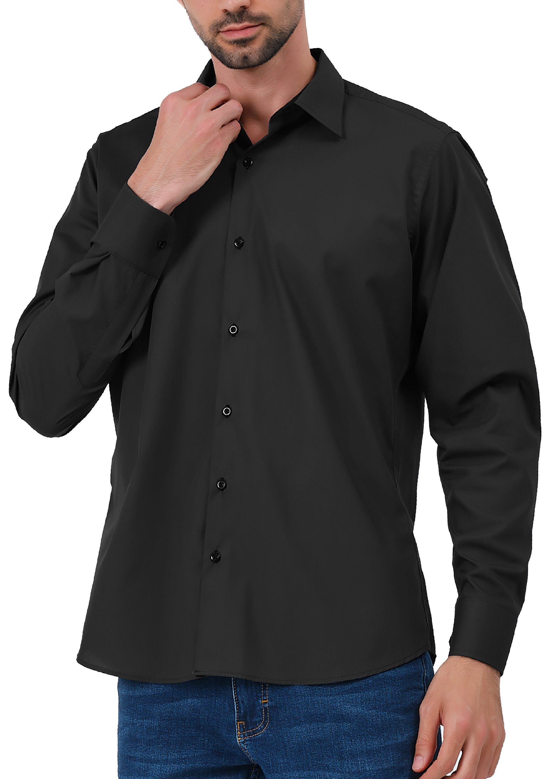 JEEL Langarmhemd Herren Hemd Langarm (1-tlg) Slim Fit – Bild 2 von 5