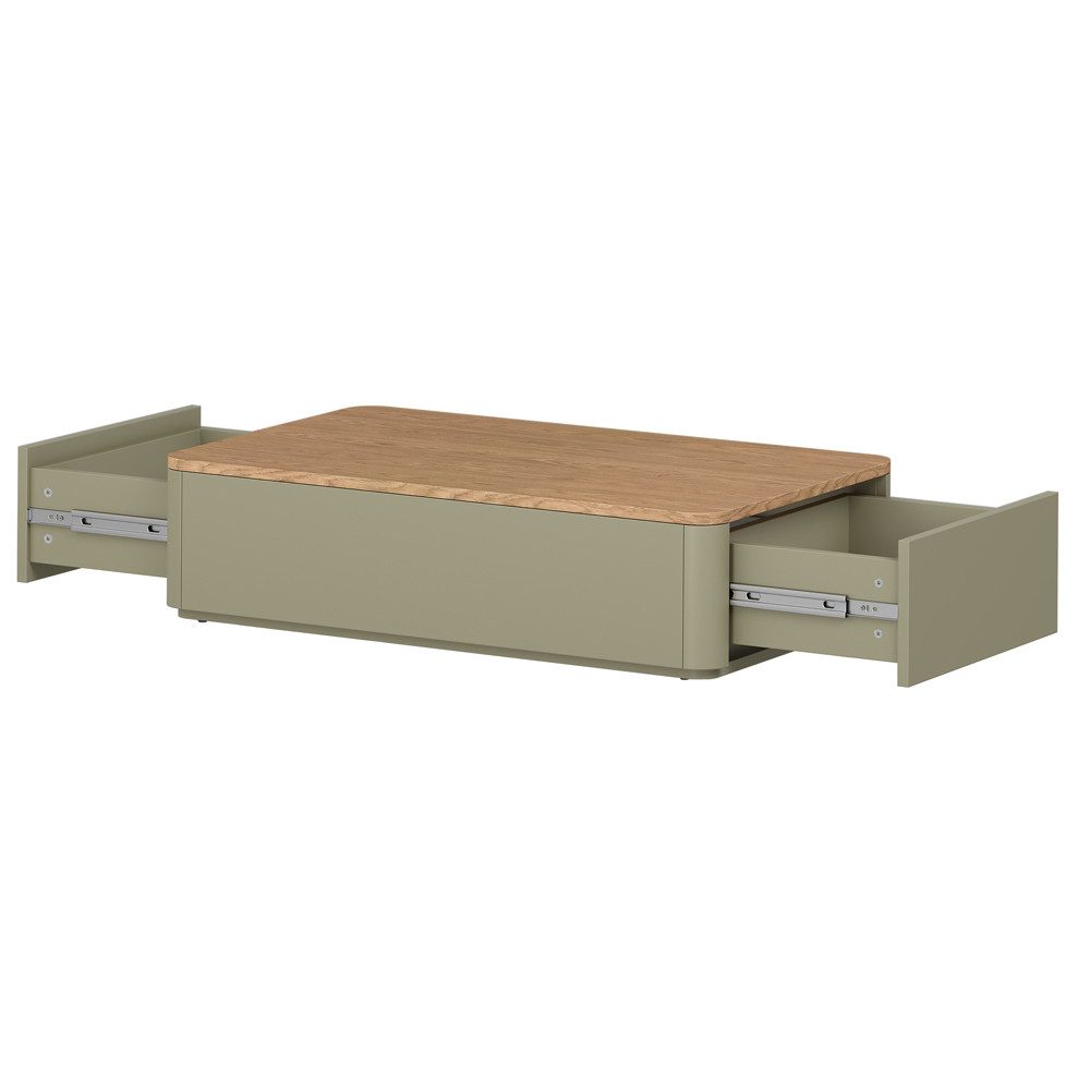 Lomadox Couchtisch ELOY-141, Grün Eiche Dekor 100 cm grifflos Schubladen Softclose
