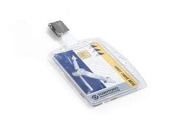 DURABLE Klemmtafel SICHERHEITSAUSWEIS, Durable 800519, 25 Stück, Kartenhülle mit Clip für Betriebs-/ Sicherheitsausweis 54 x 87 mm, transparent