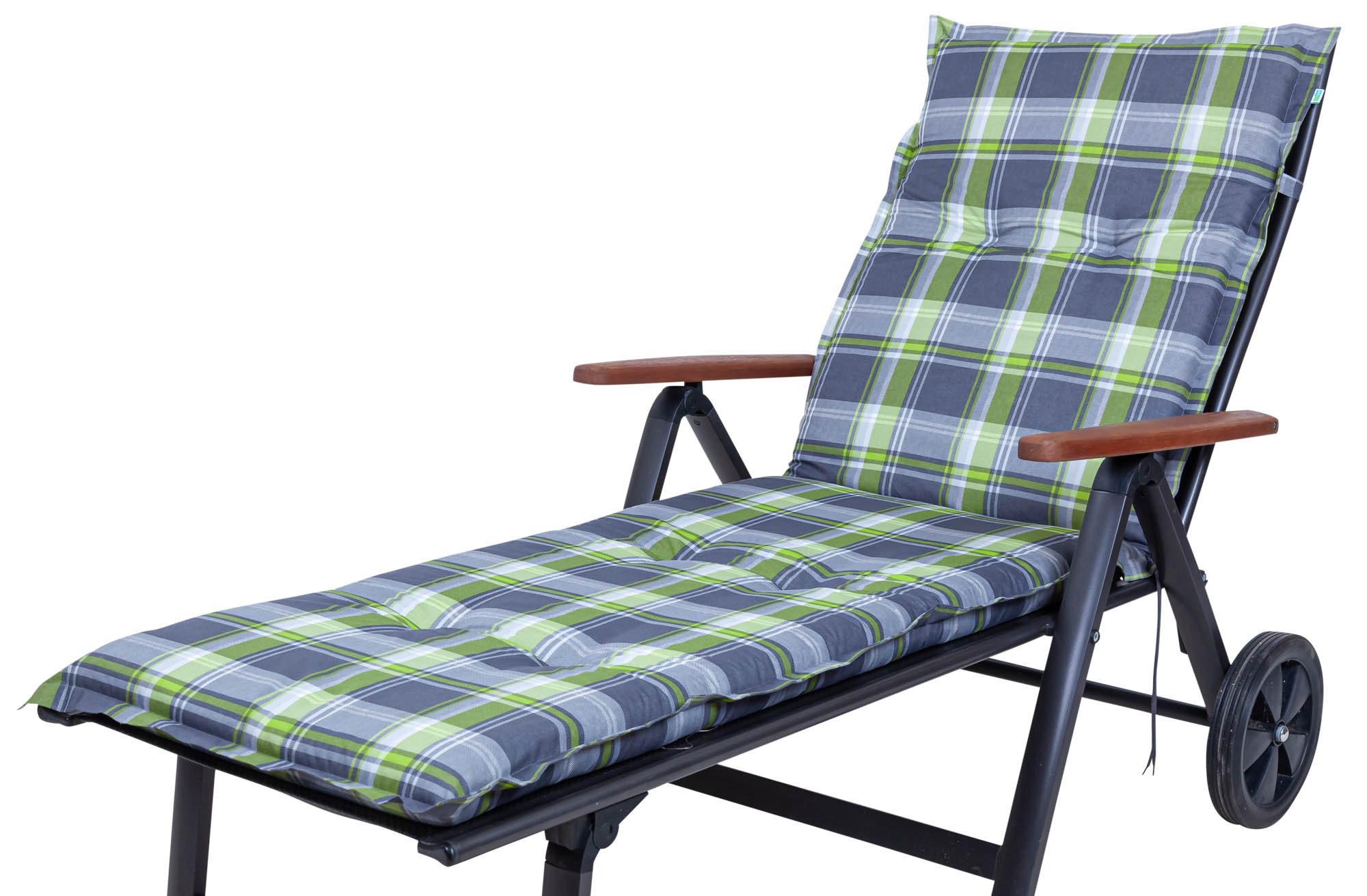 Sun Garden Liegenauflage Rollliege Prato 10591-702 grün-grau kariert 188x60x7,5 cm Sun Garden, (1 St), Halteband verstellbar mit Bindebändern ohne Halteband