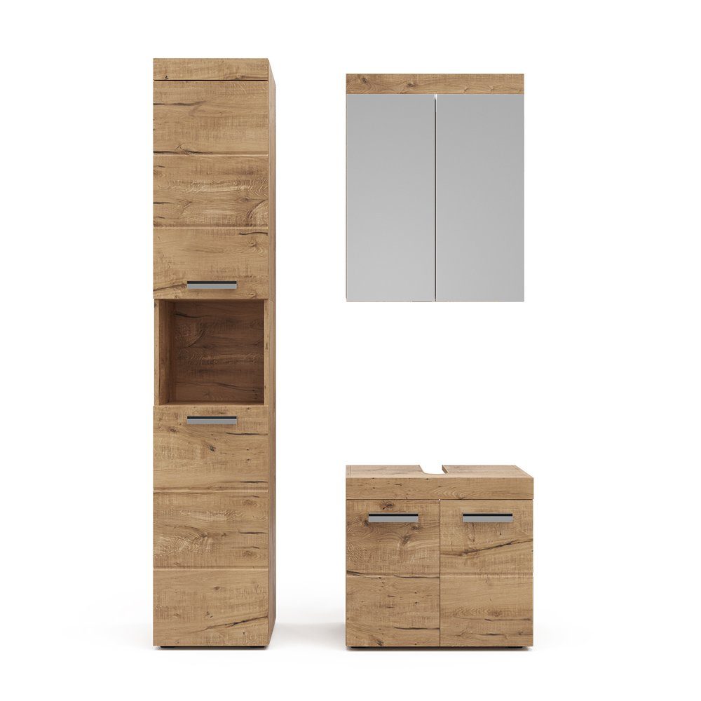 Vicco Badmöbel-Set Luna, Eiche, 3 Teile, günstig online kaufen