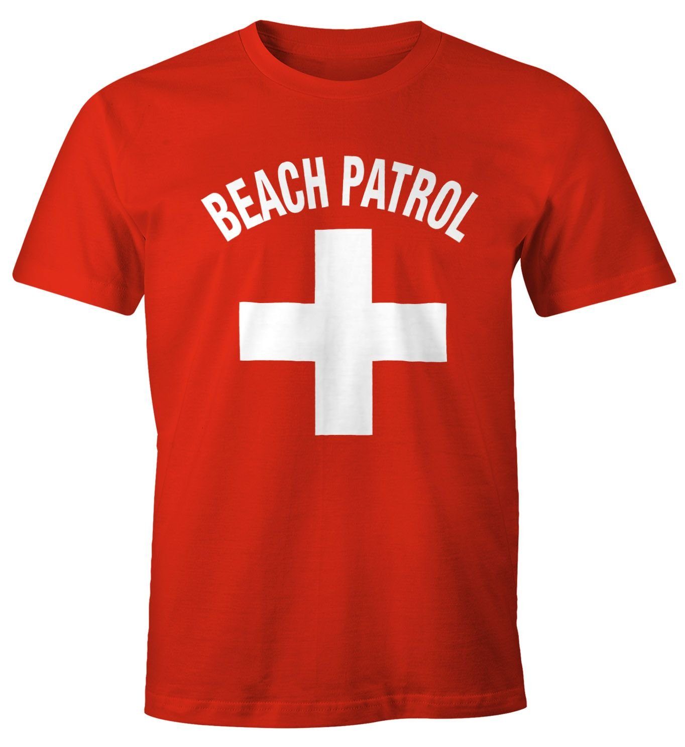 MoonWorks Print-Shirt Herren Print Fun-Shirt T-Shirt mit Patrol Beach Moonworks®