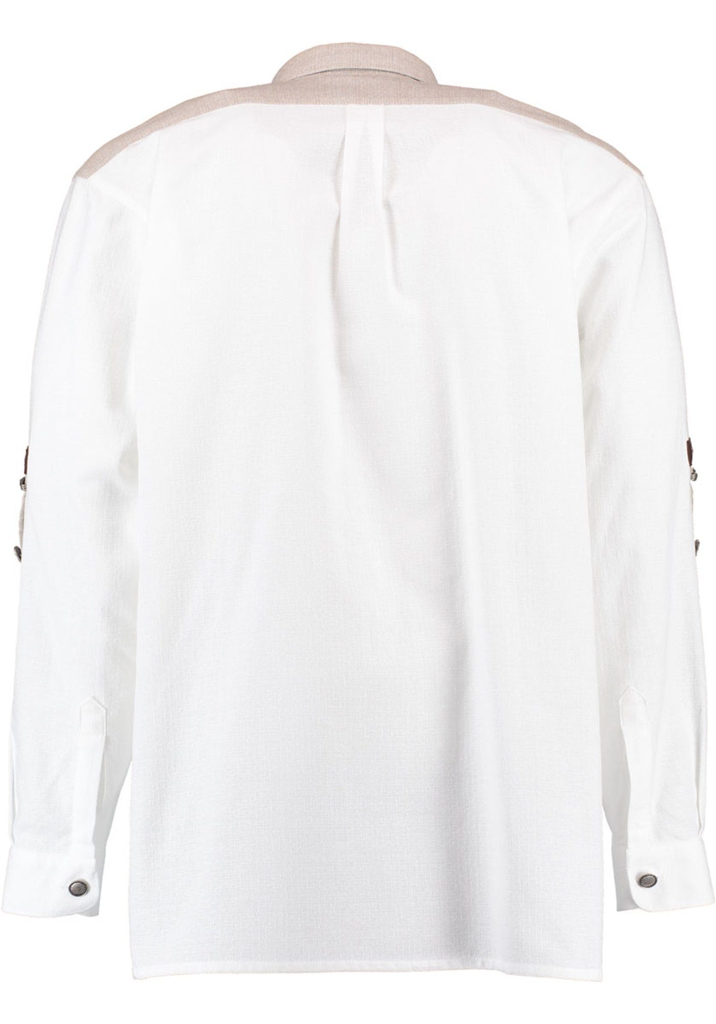 Zierteile mit weiß Trachtenhemd auf OS-Trachten Paspeltasche, Knopfleiste der Langarmhemd Nevai