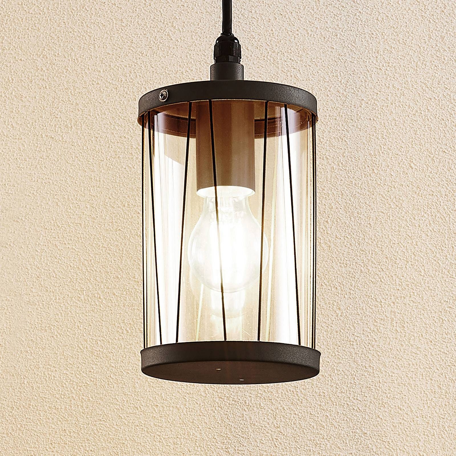 Lindby Hängeleuchten Yonan, Edelstahl Schwarz IP44, 1 x 40 W