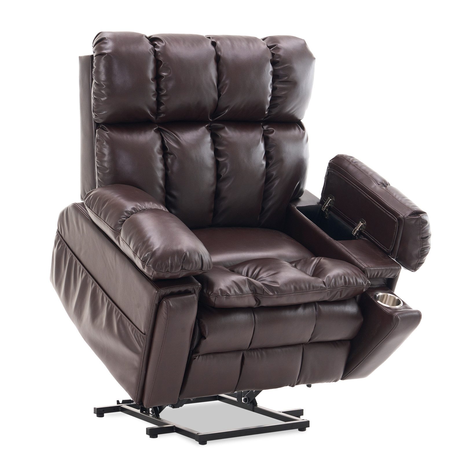 Zuacs TV-Sessel zweimotorig, elektrisch verstellbar, Relaxsessel mit Aufstehhilfe, und Liegefunktion – multifunktionales Einzelsofa aus PU, Braun