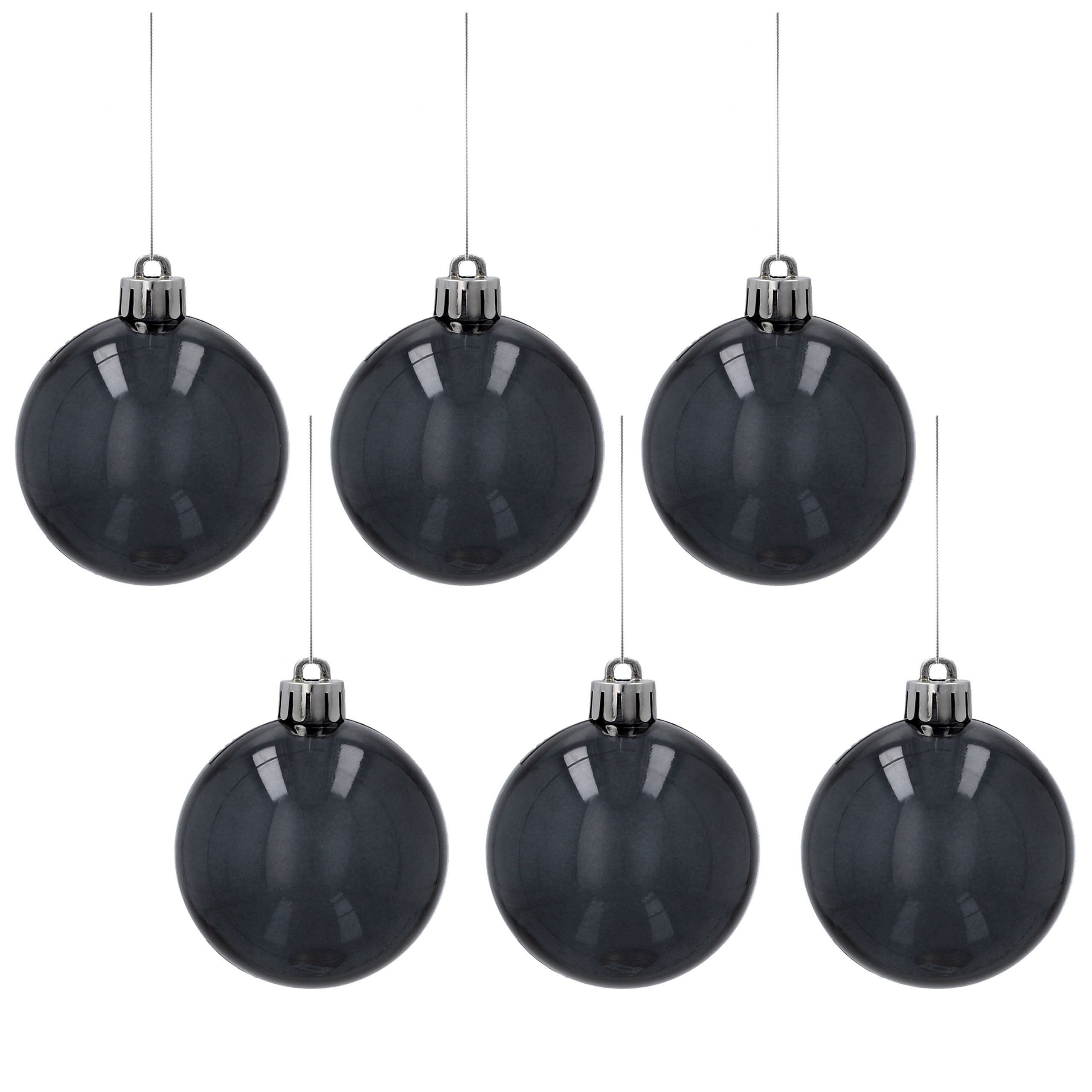 Sarcia.eu Weihnachtsbaumkugel Anthrazit/transparente Christbaumkugeln, 6cm Set, 6 Stück