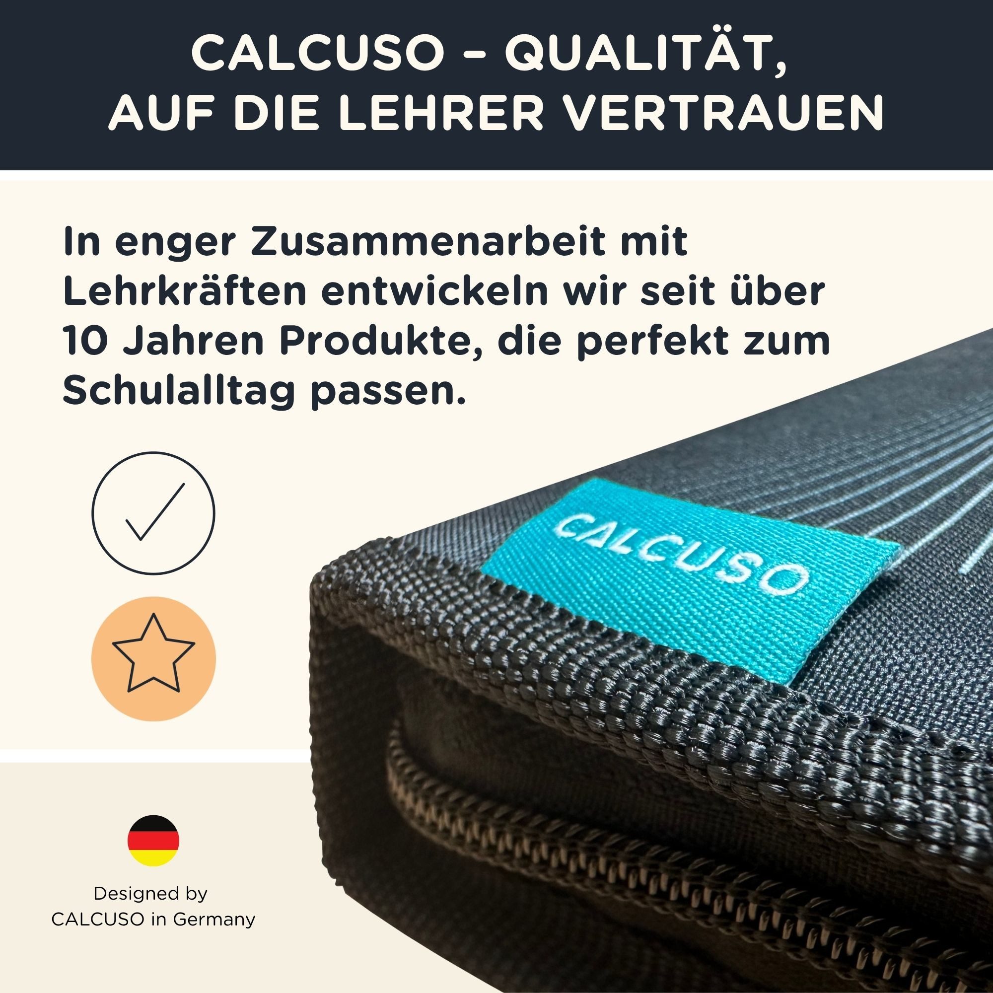 CALCUSO Zirkel Set im Federmäppchen mit Geodreieck & Lineal, Geometrieset - Schwarz