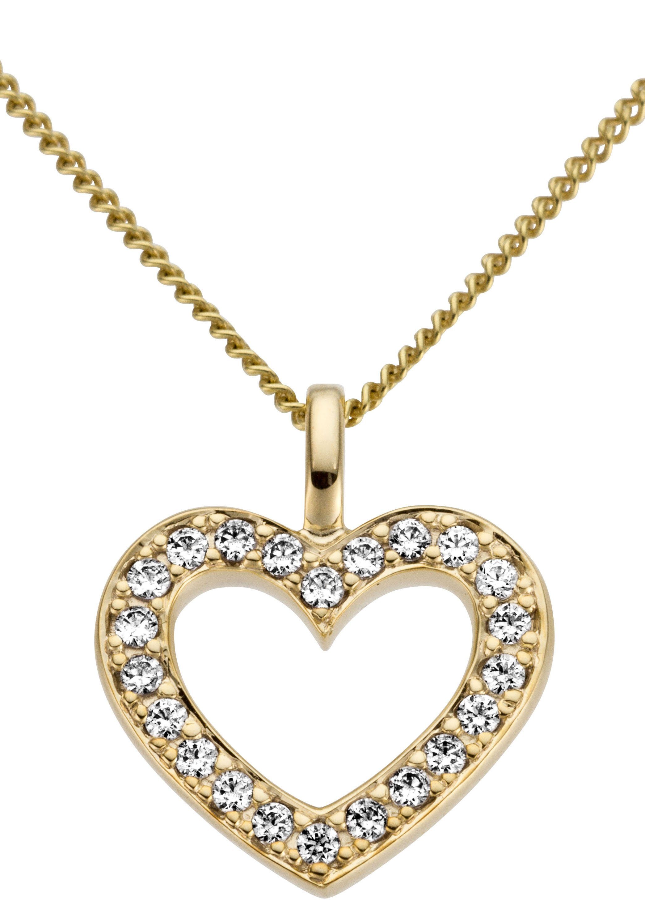 Firetti Kettenanhänger Schmuck Geschenk Gold 585 Halsschmuck Anhänger für Halskette Herz, mit Brillanten