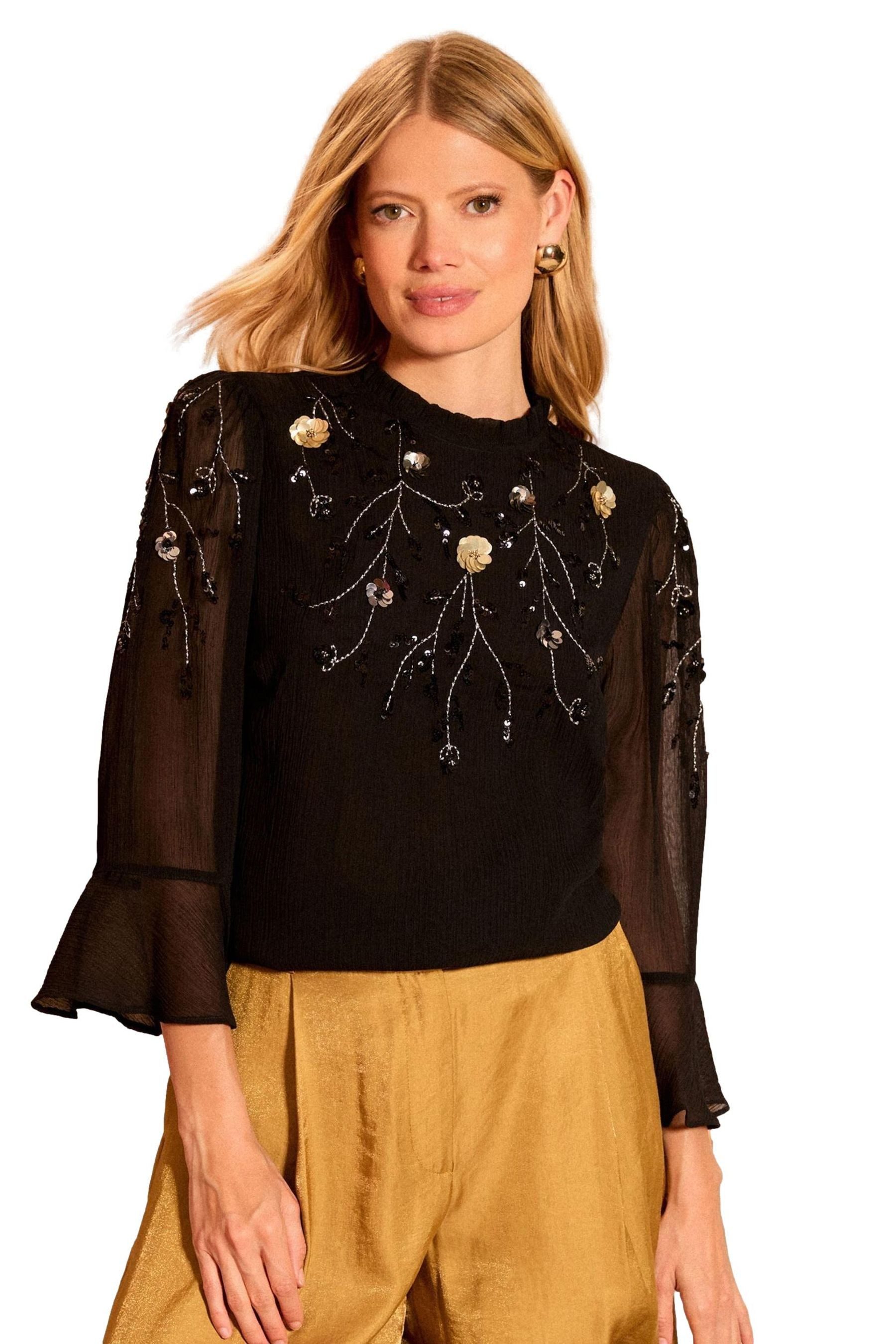 Love & Roses Langarmbluse Love & Roses Langärmelige Bluse mit Stickerei (1- günstig online kaufen