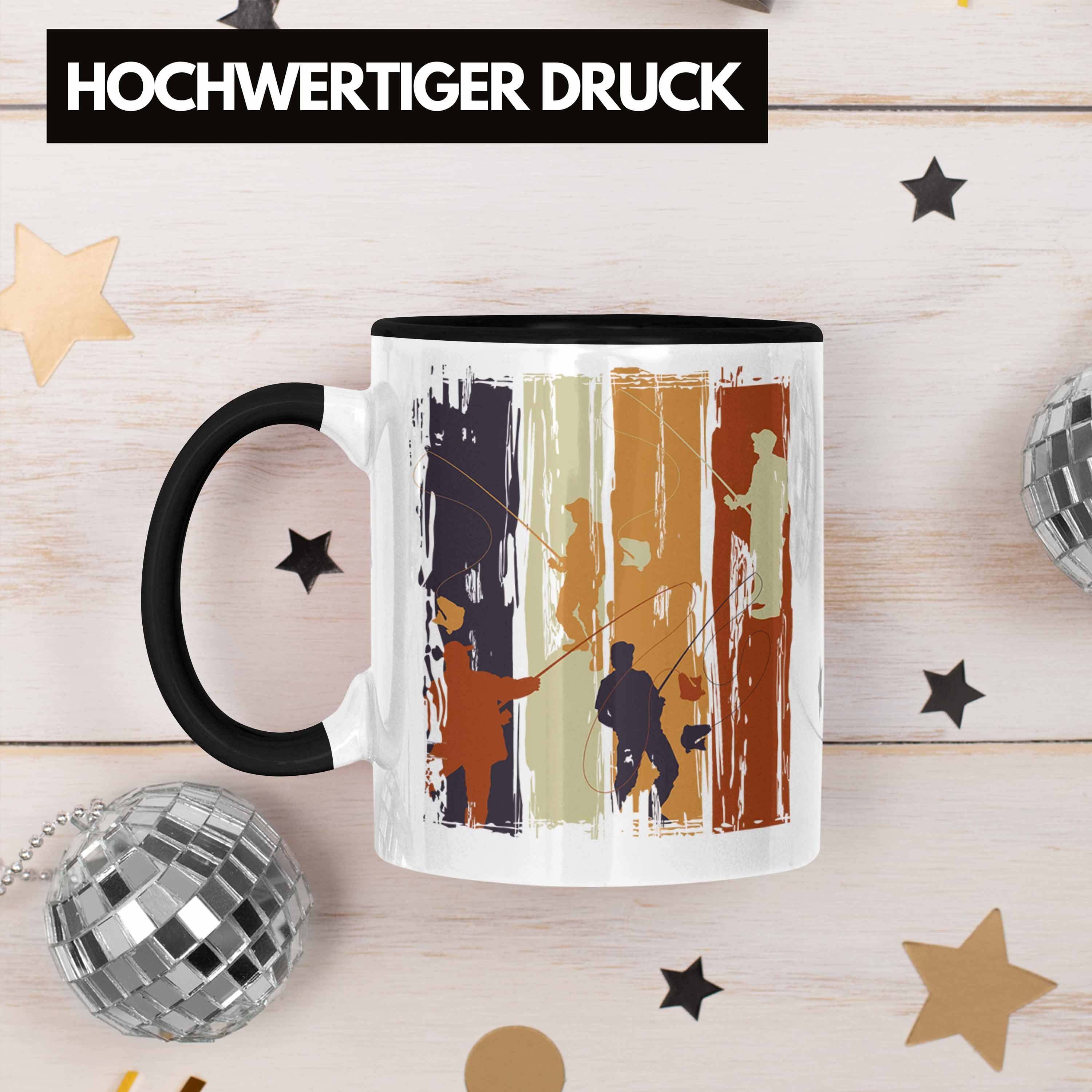 Schwarz Trendation Angeln - Fischer Männer für Grafik Tasse Geschenk Lustig Angler Becher Trendation Geschenkidee Tasse