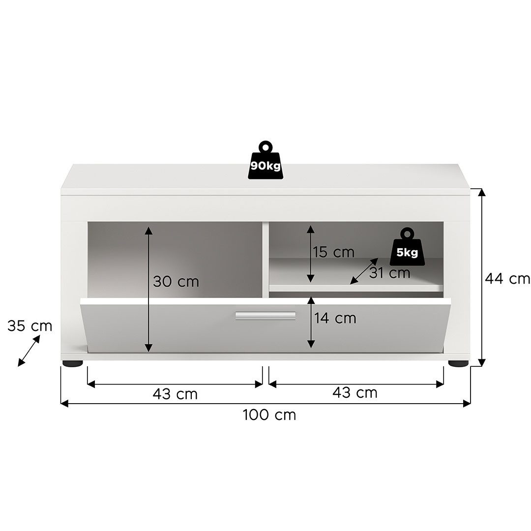 ebuy24 Bank Jam Sitzbank 1 Klapptür weiß.