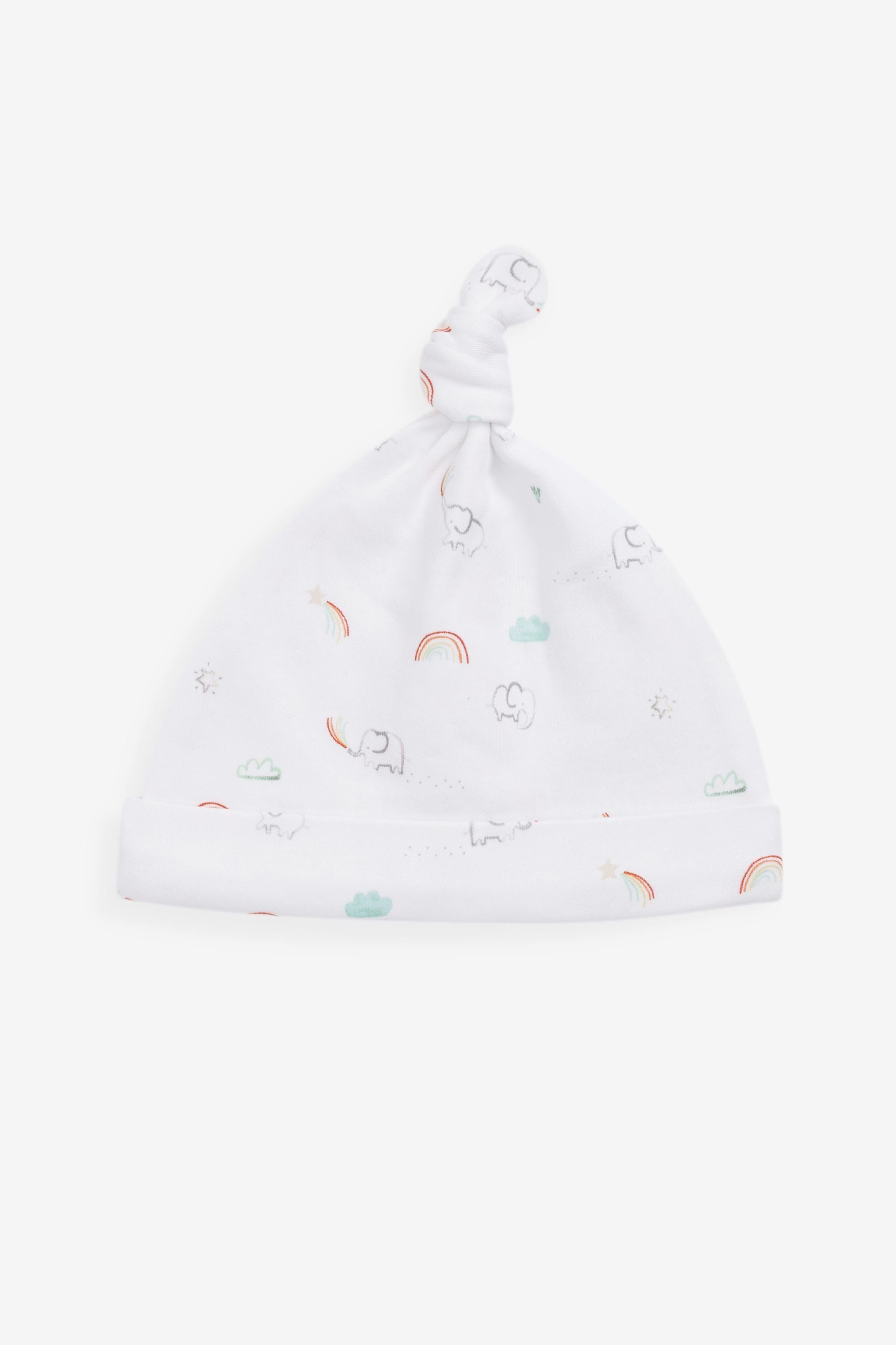 Next Erstlingsmütze Baby Knotenmützchen im Rainbow Print Bright (3-St) White 3er-Pack