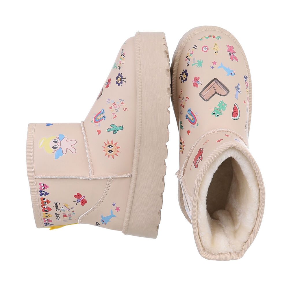 Ital-Design Kinder Snowboots Freizeit Stiefelette (87214299) Flach Stiefeletten in Hellbraun