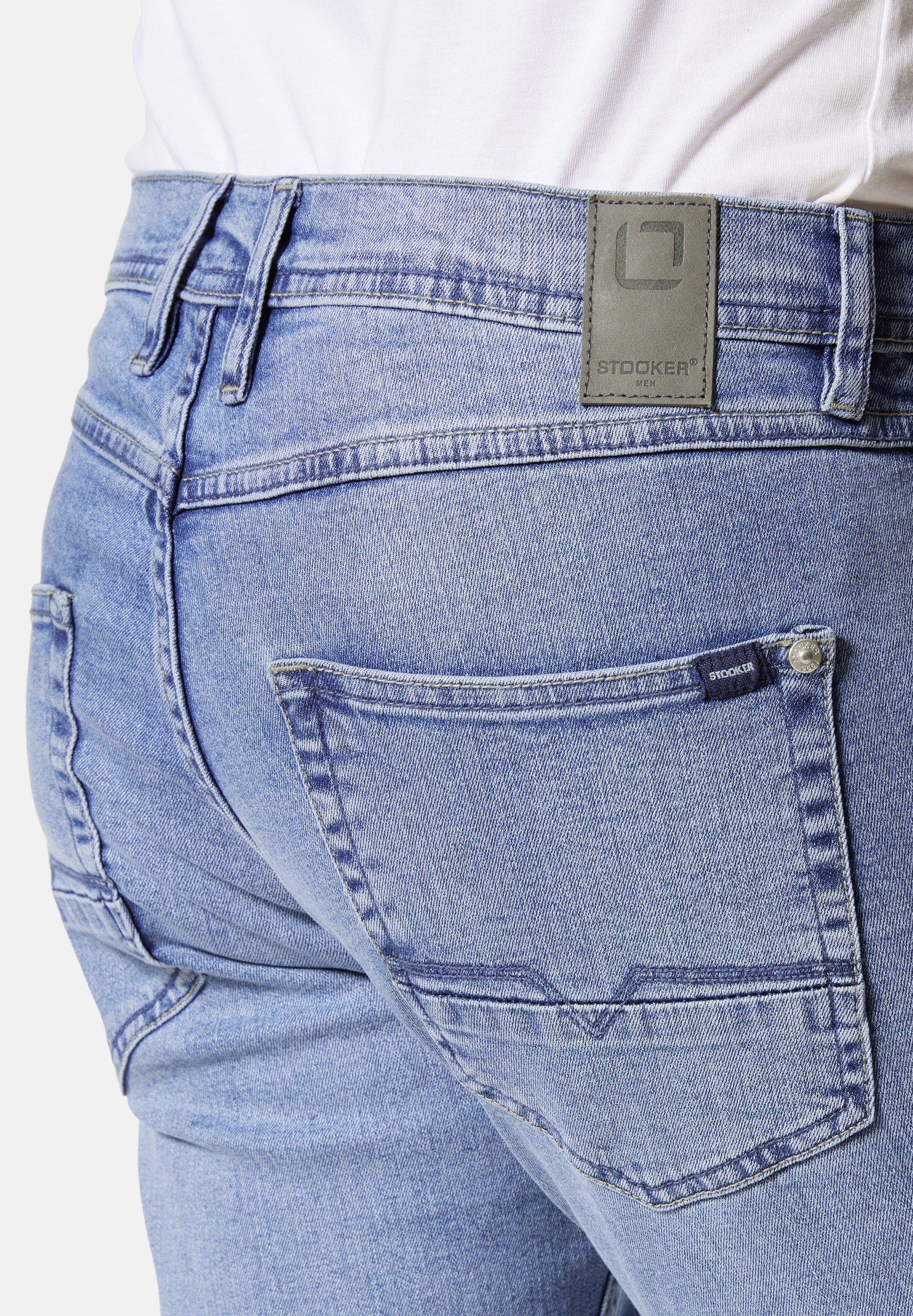 skyblue Denim Stooker Men Fit Glendale Straight used 5-Pocket-Jeans Slim