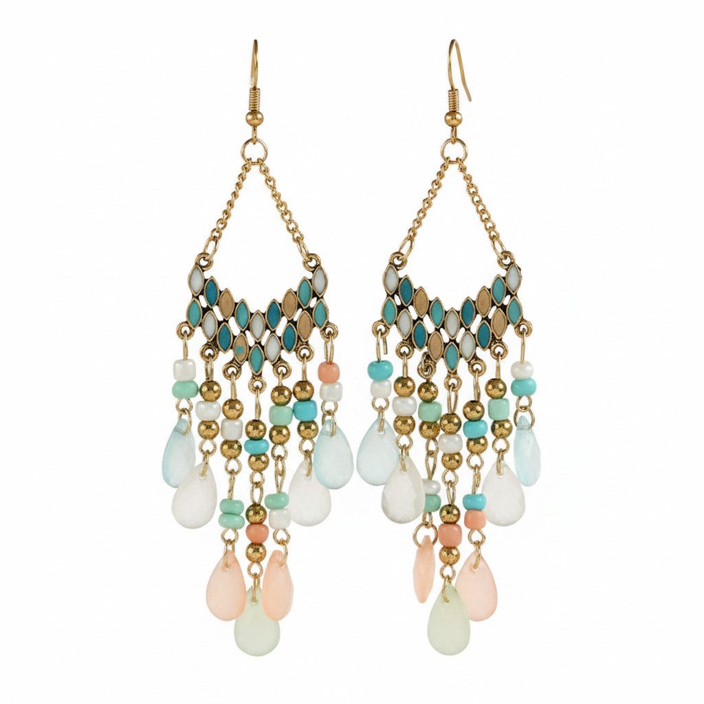 Ohrring-Set Ethno Boho Ohrringe Damen – Vintage Ohrhänger mit Edelstein Look